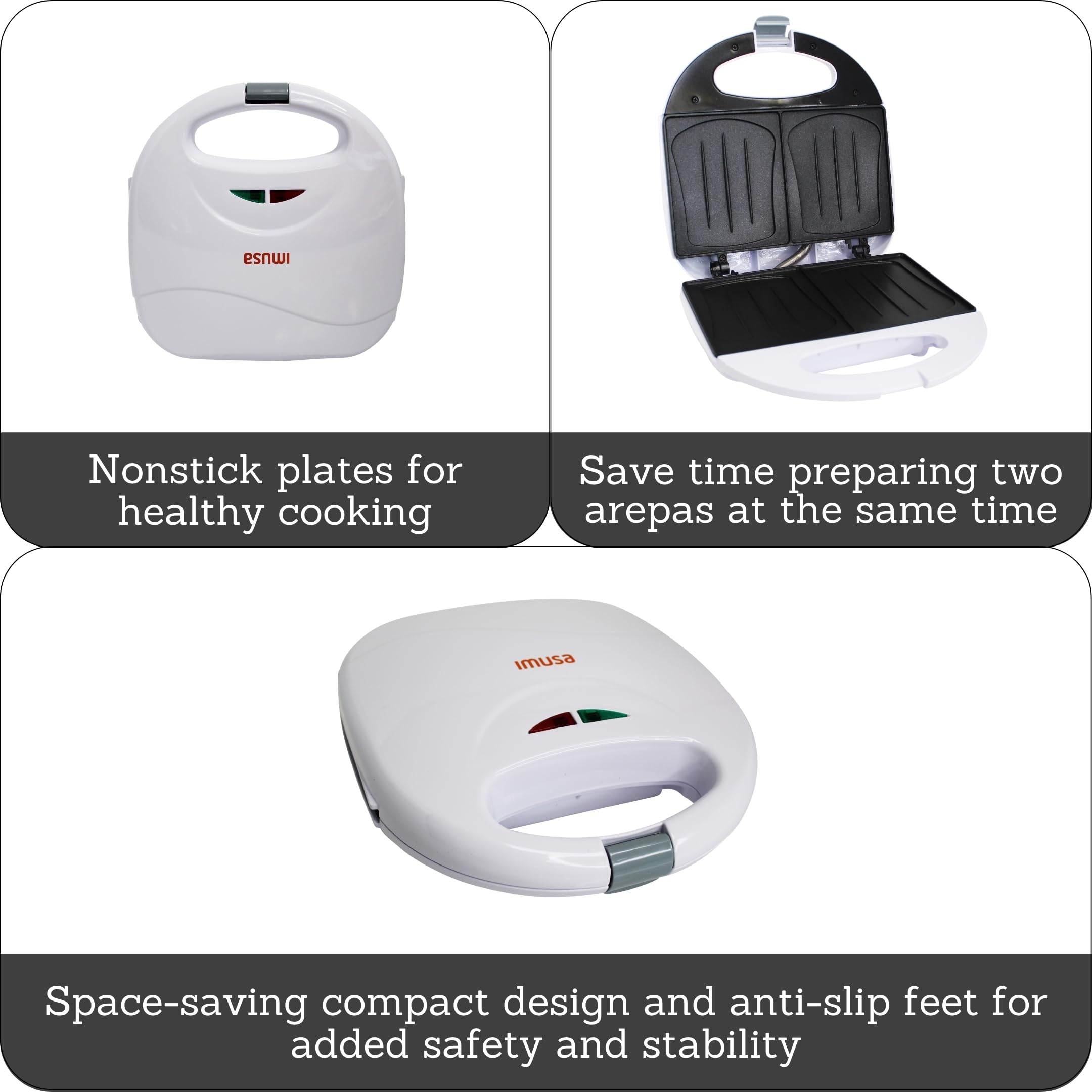 IMUSA 2-Slot Sandwich Maker - Nonstick & Easy Clean -2