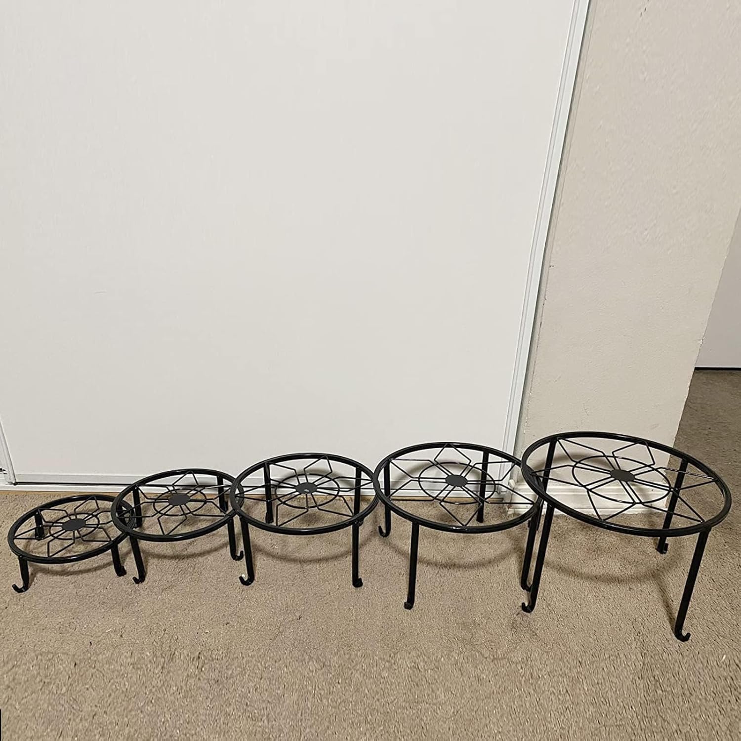 5 Pack Metal Plant Stands,Heavy Duty Potted Holder for Flower Pot,Indoor Outdoor Metal Rustproof Iron Garden Container Round Supports Rack for Planter