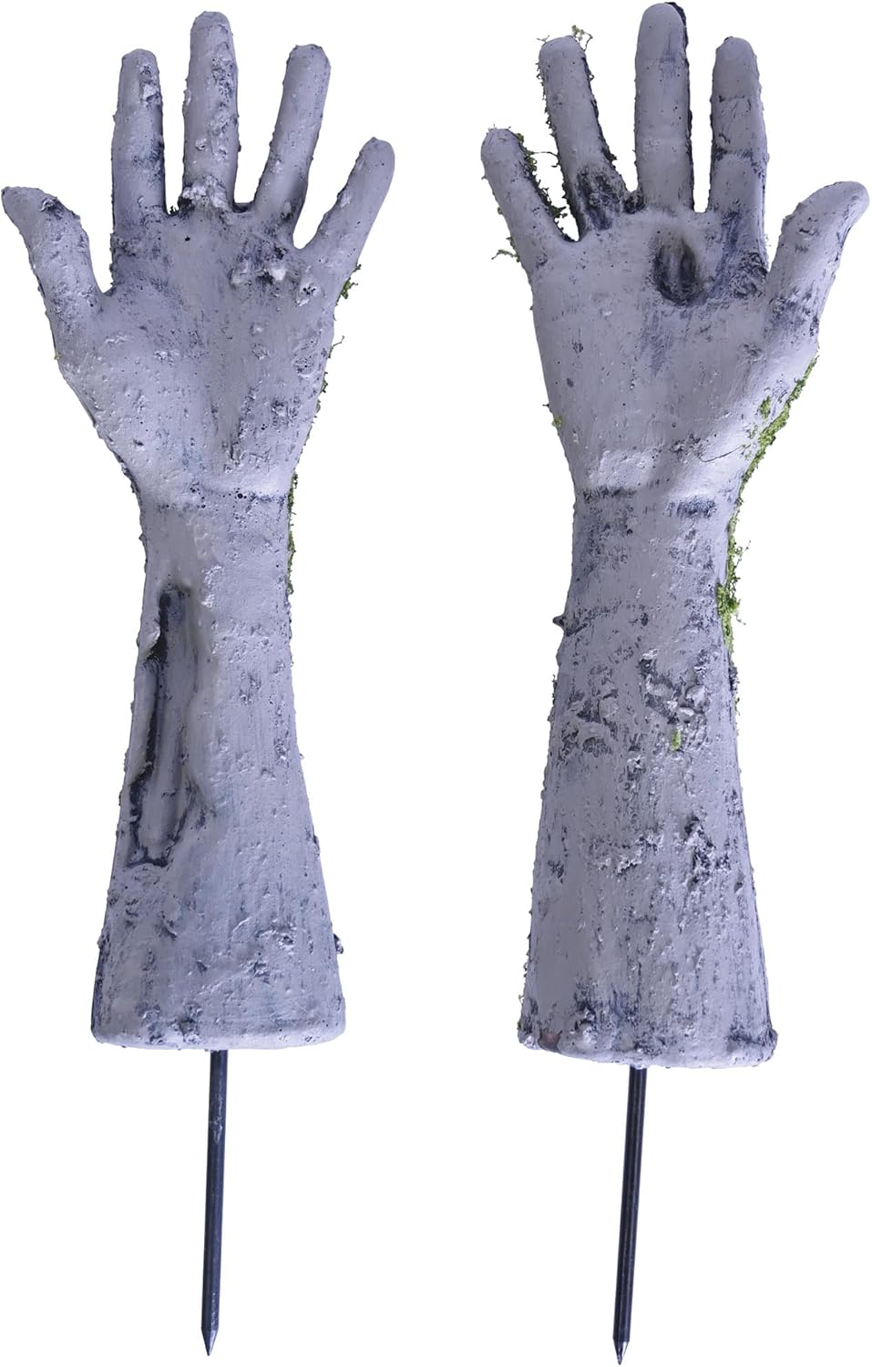 Beistle Plastic Zombie Hand Yard Stakes – Halloween Outdoor Lawn Decorations, Creepy Graveyard Hands with Moss, Scary Undead Props for Haunted House Pathway, Garden or Tombstone Scene Décor, 16”