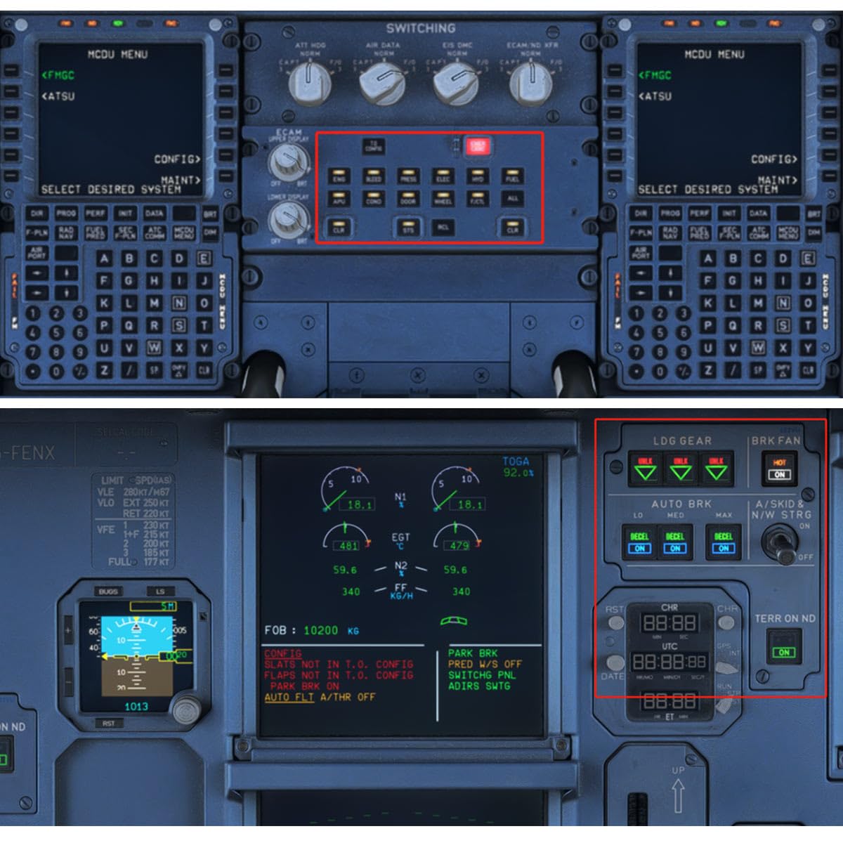 SHOYDID Rowsfire A103 A32X/A31X/A350 Flight Sim Control, indicatore carrello di atterraggio pannello integrato per MSFS 2020/2024, compatibile con PC