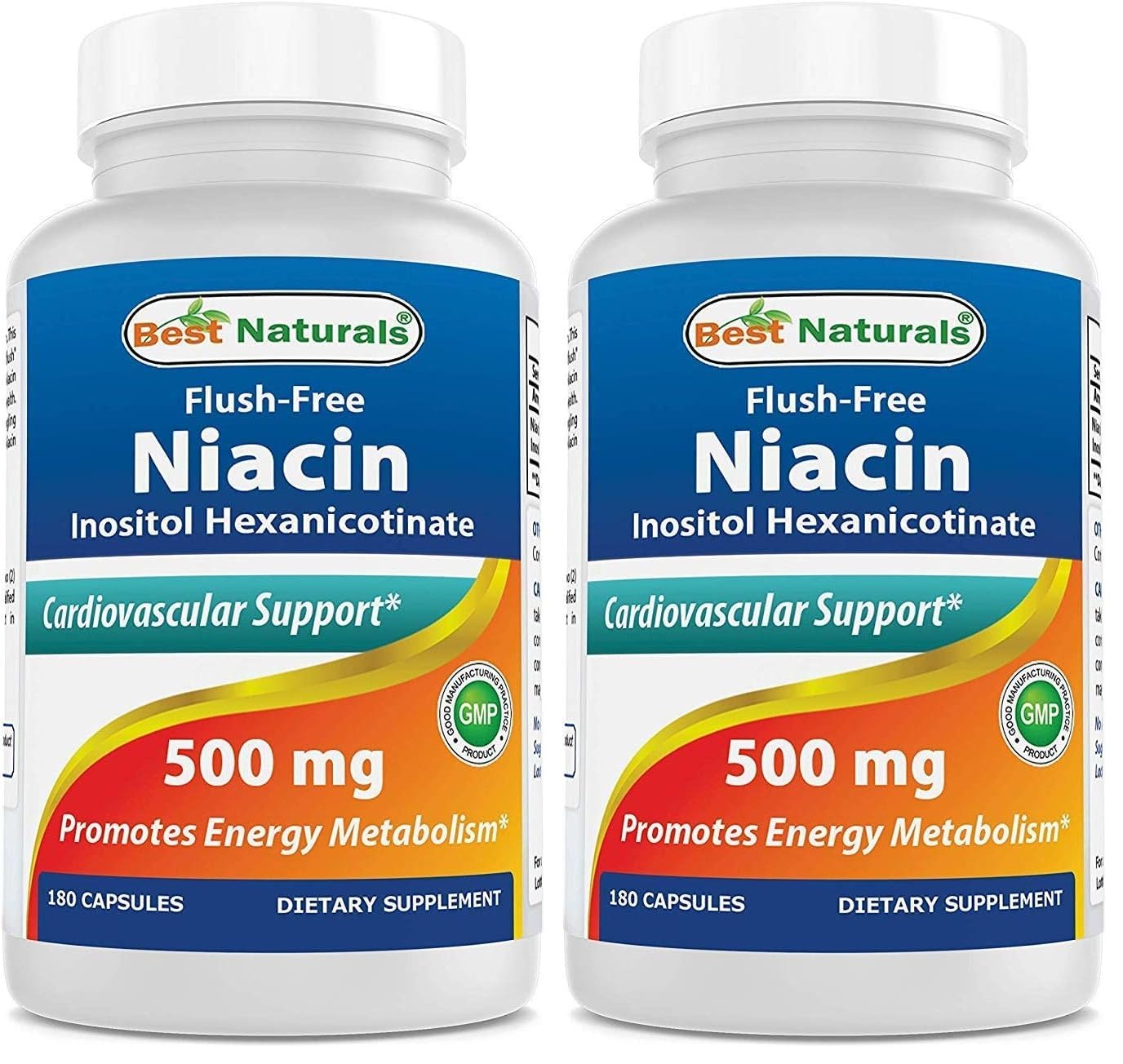Best Naturals Flush-Free Niacin Inositol Hexanicotinate 500 mg 180 Capsules (Pack of 2) 180 Count (Pack of 2)