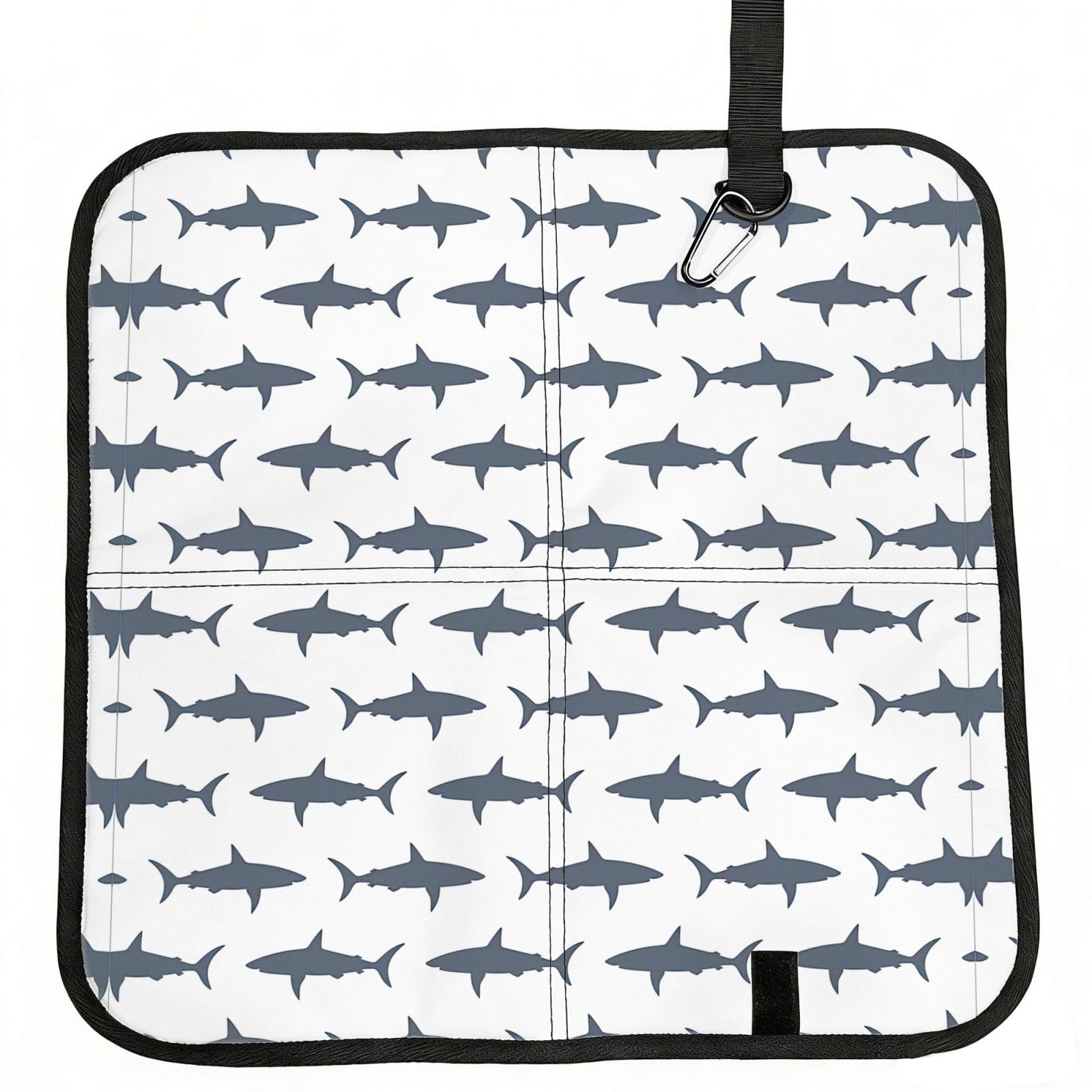 DIEzig fish and shark Printed Compact Foldable Sitting Pad Oxford Base, Portable Cushion for Fishing Sports Events