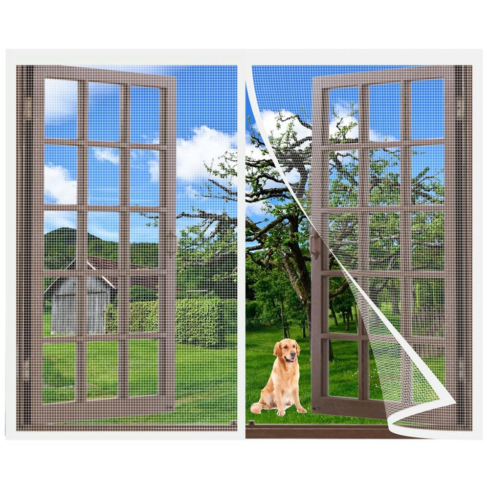 Moustiquaire Fenêtre Rideau 150x245cm Rideau Facile à installer Fermeture Automatique Anti Insecte Mouche Moustique Anti Insecte Mouche Moustique pour Enfants et Animaux de Compagnie Blanc