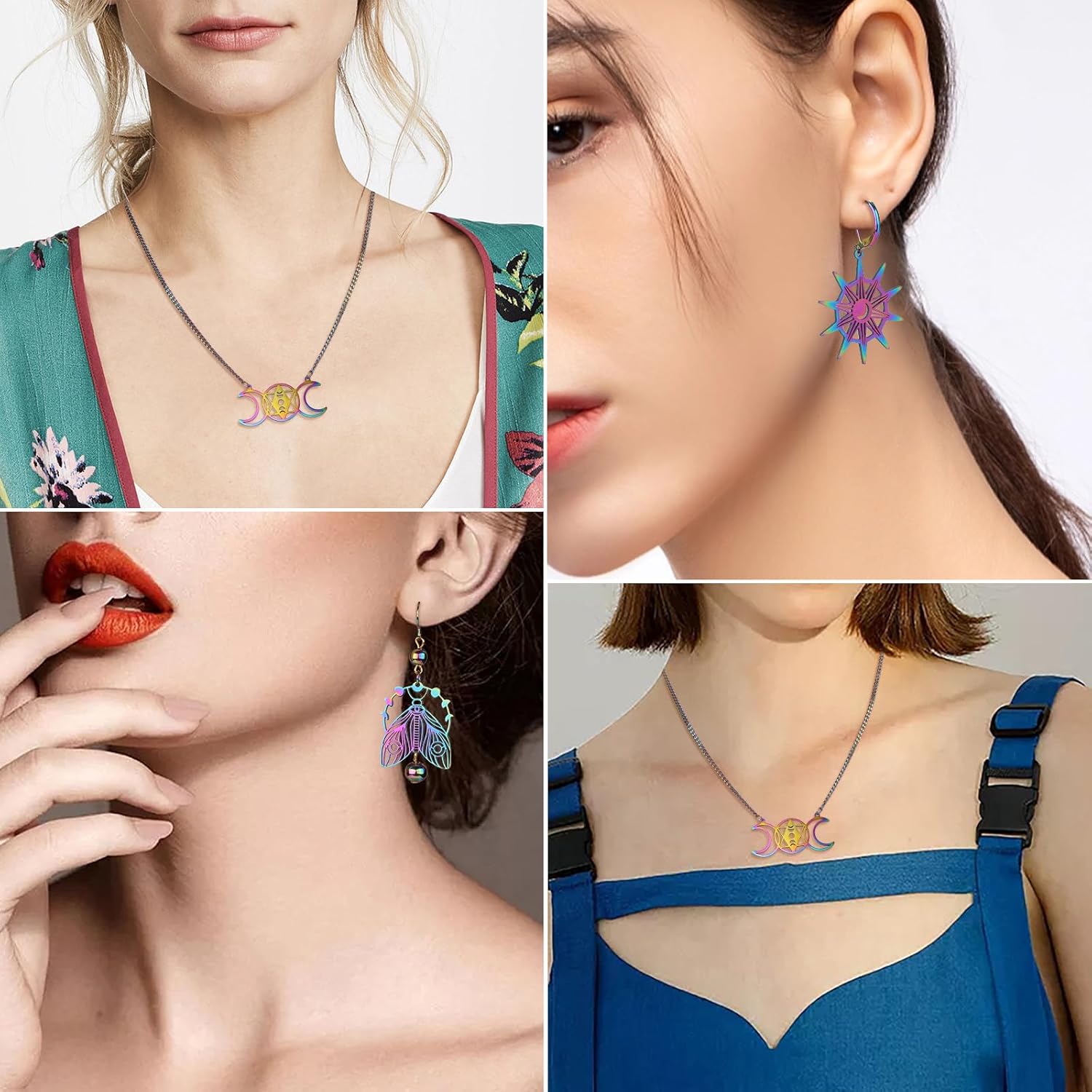 20Pcs Witchy Charms for Jewelry Making Mushroom Snake Sun Moon Moth Butterfly Charms Stainless Steel Pendant for Bracelets Necklace Making DIY Craft Supplies - Image 7