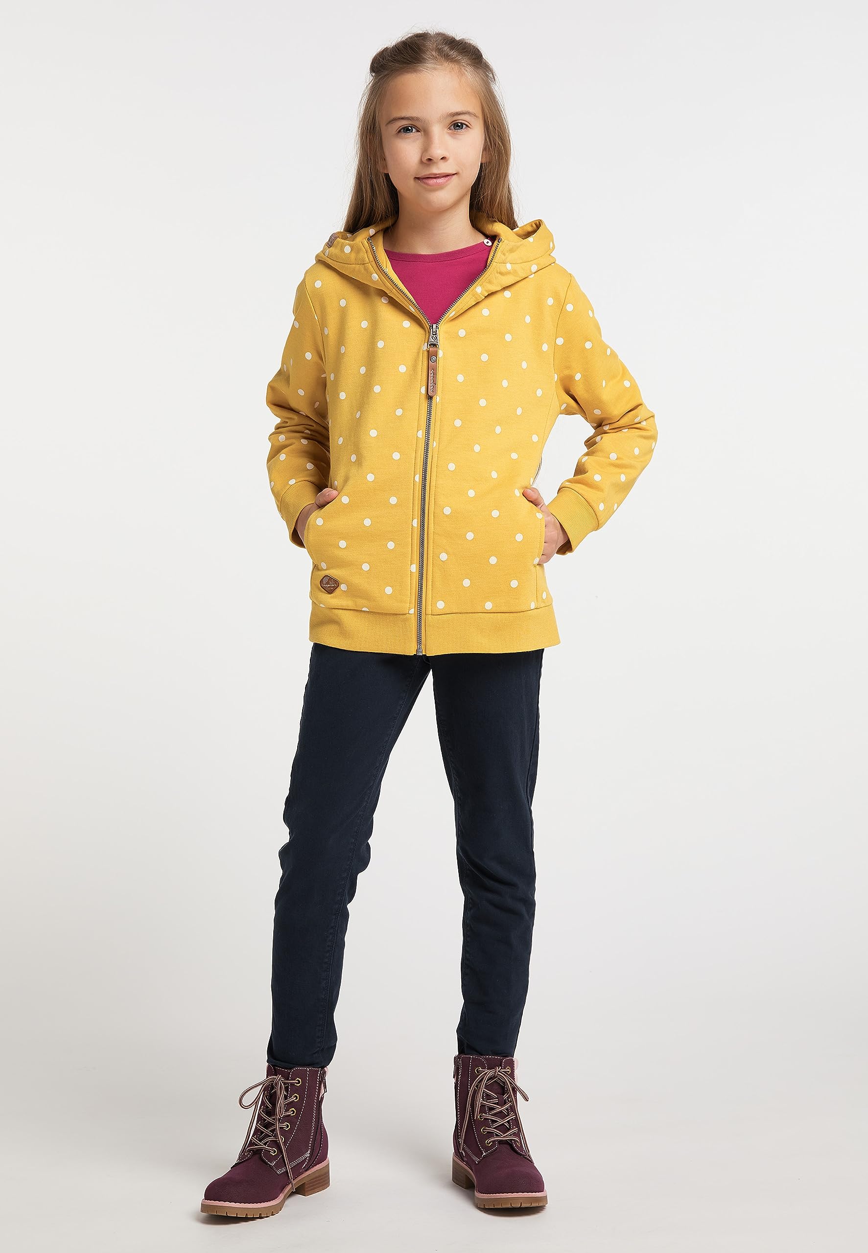 Ragwear Mädchen Sweatjacke AGNESKA DOTS mit Kapuze und Reißverschluss
