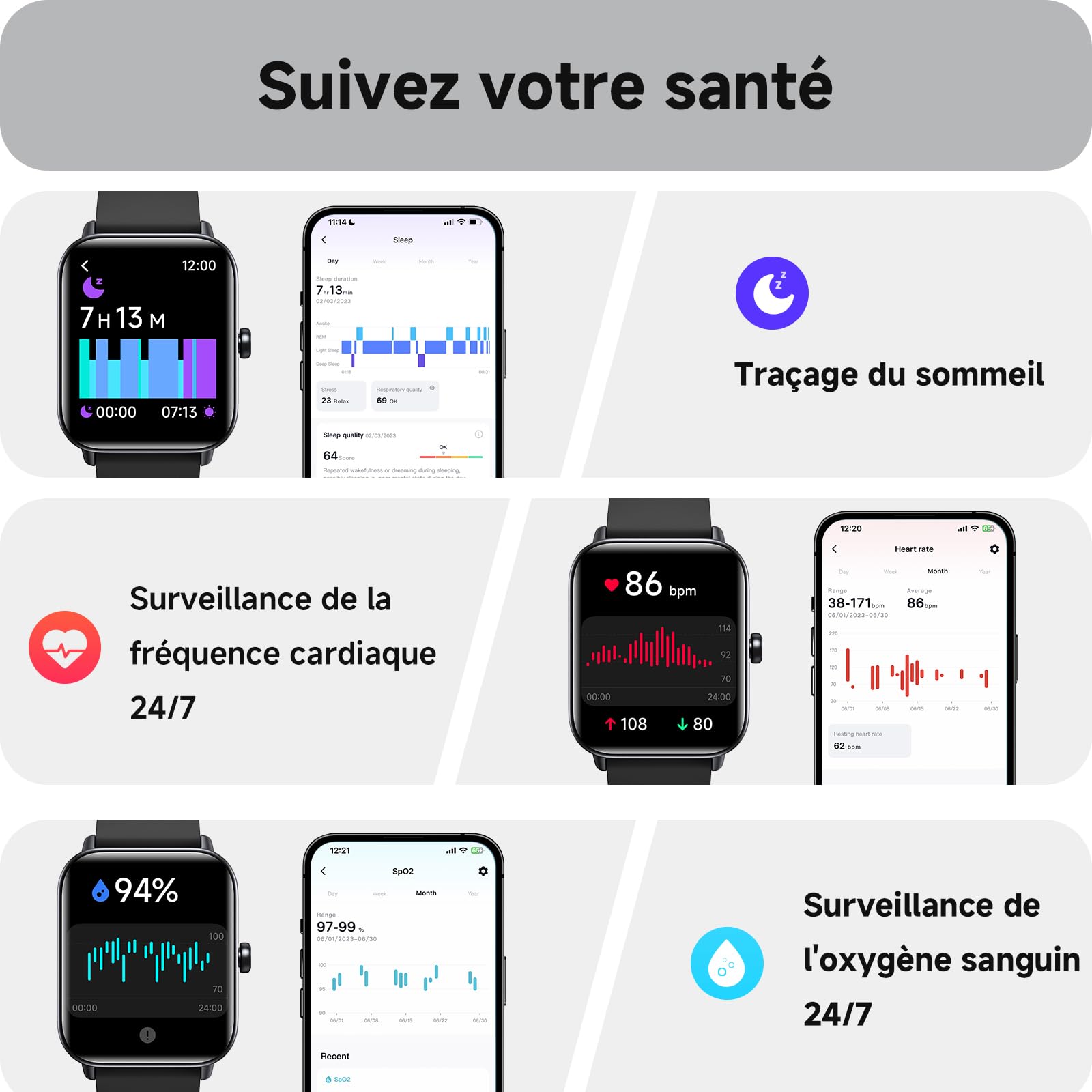 Montre Connectée Homme Femme avec Appel Bluetooth,1,85" Smartwatch avec Moniteur de Fréquence Cardiaque Sommeil,Montre de Sport 120+ Modes Podomètre Fitness Tracker,Montres pour Samsung/Android/iOS