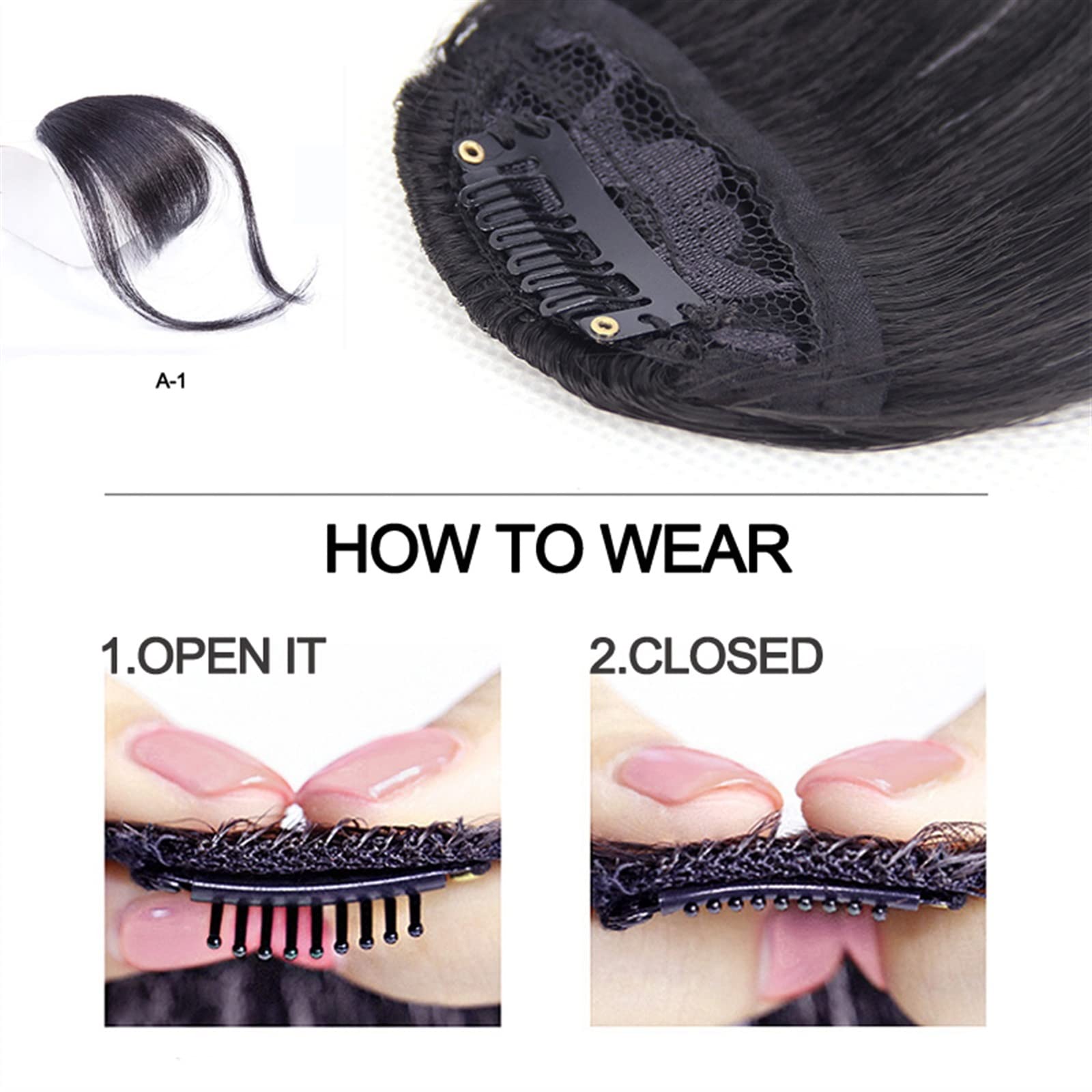 Horquillas de piruleta Flequillo sintético invisible falso Flecos delanteros Clip recto de una pieza en piezas de cabello Extensiones de cabello Flequillo de aire plano limpio en 3D Accesorios for el