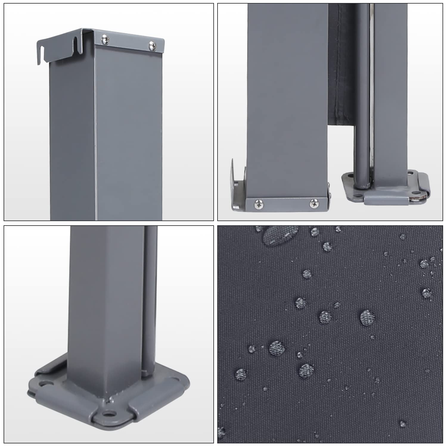 Gimisgu Store latéral, 160x300cm Auvent latéral Extensible Brise-Vue Opaque, Coupe-Vent, Protection Solaire, Paravent Extérieur, pour Balcon, Terrasse et Jardin, Polyester, Gris M3783-EM