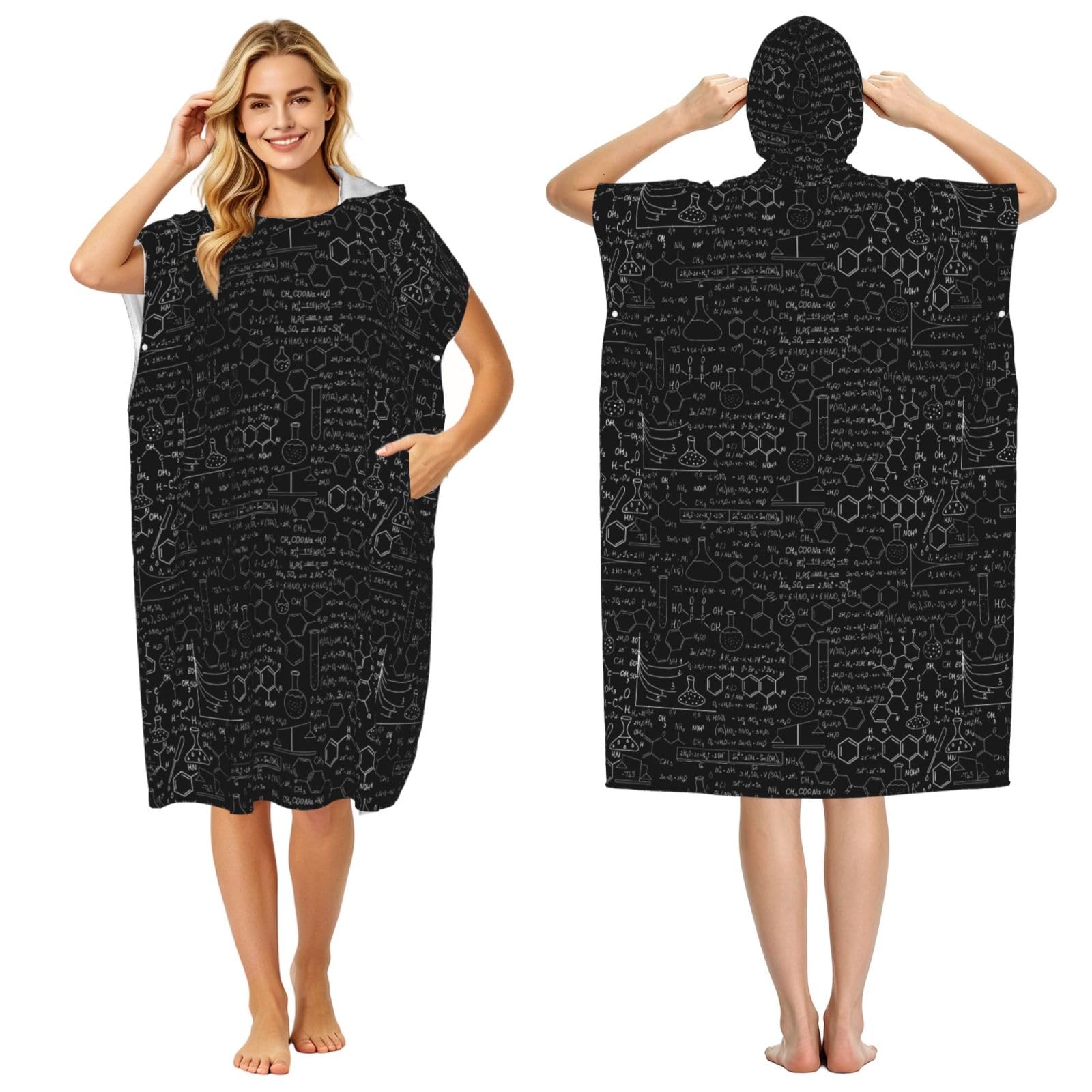 Poadnly Chemistry, Adult Hooded Beach Towel 90 x 110 cm,Changing Bath Robe, Surf Poncho Towel For Women Men