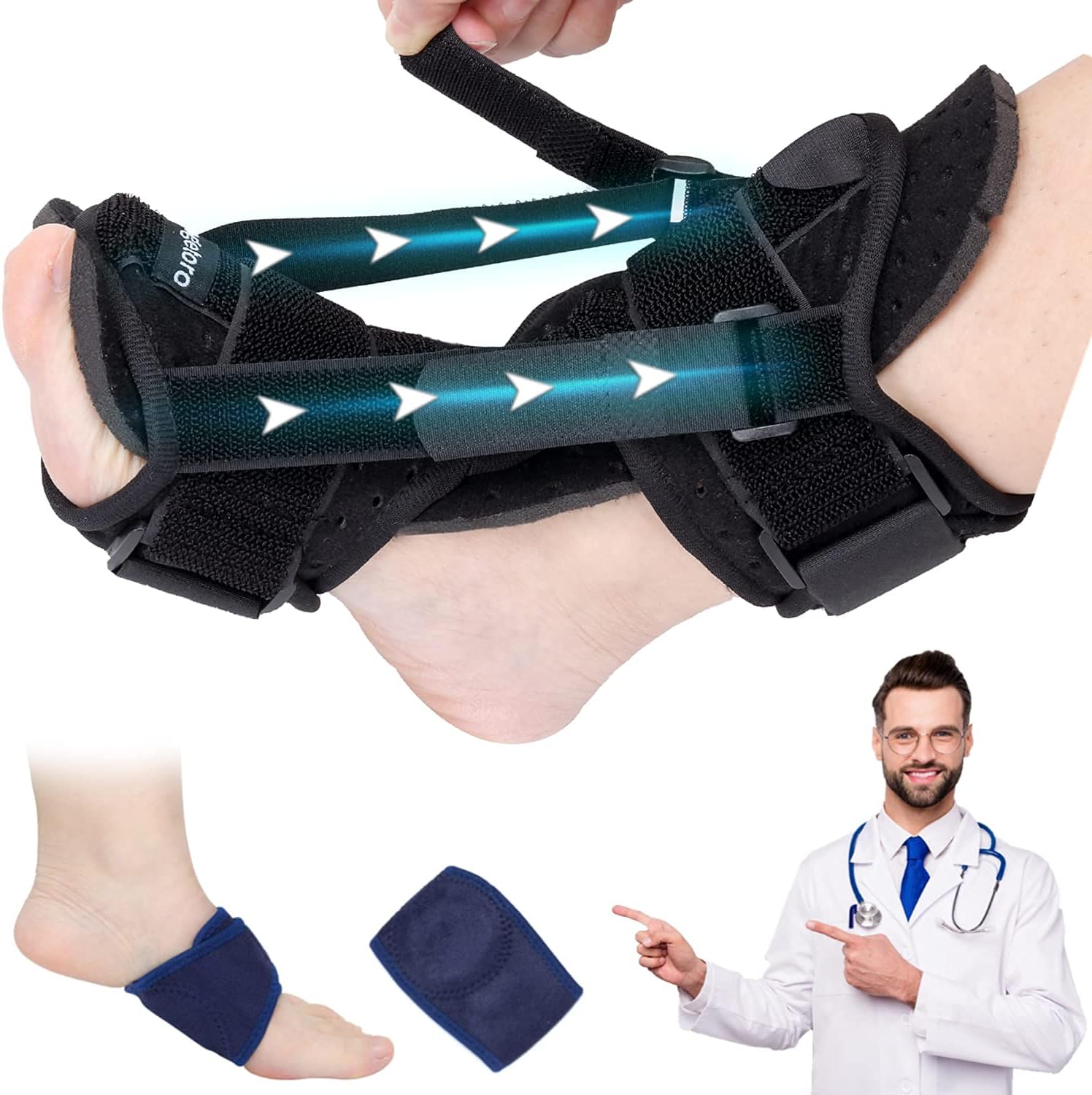 2021 New Upgraded Plantar Fasciitis Splint Night, Foot
