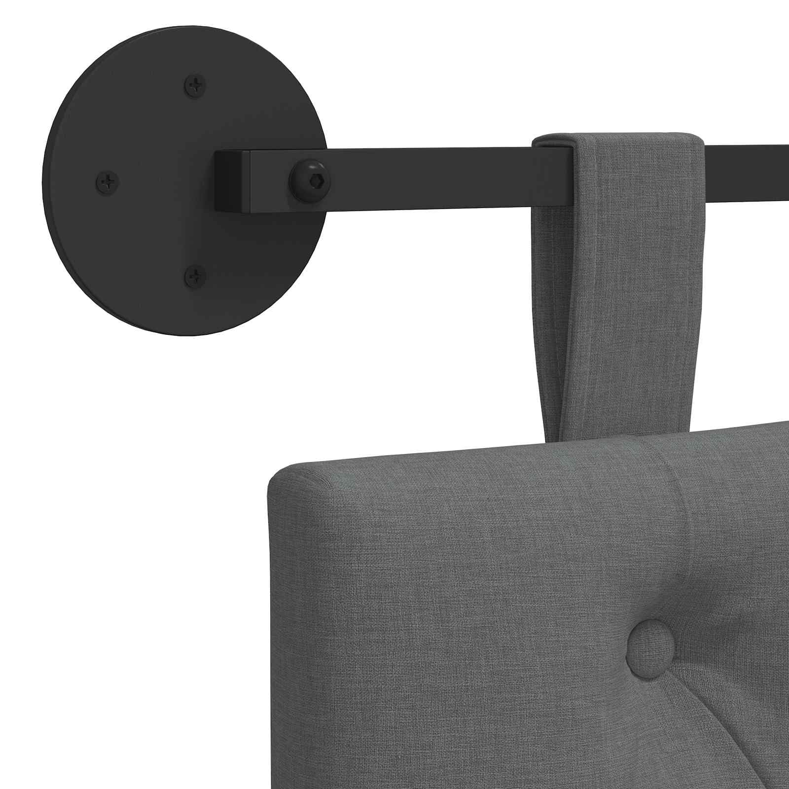 Cabecero colgante de tela gris oscuro con relleno de espuma 170 x 55 x 7 cm, montaje en pared, juego de 2 unidades, tapizado para dormitorio, habitación de invitados, cama doble y cama