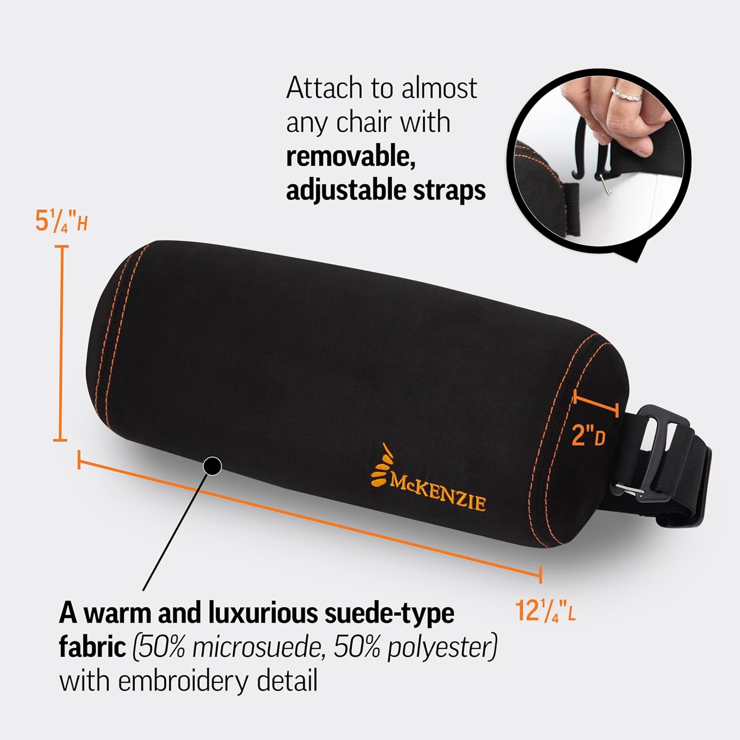 OPTP The Original McKenzie Signature SuperRoll Lumbar Support - Premium Material Low Back Lumbar Support for Office Chair and Car Seats – Firm Support Lumbar Roll