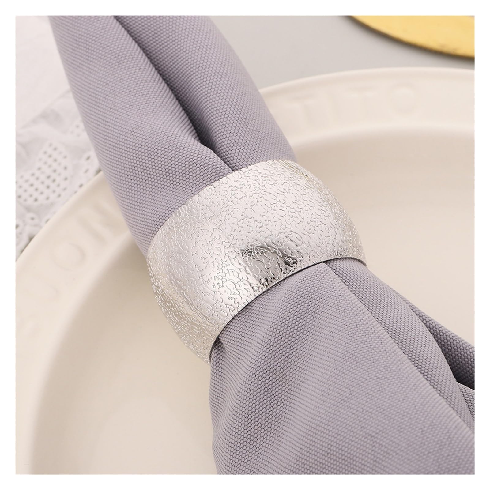 napkin rings 12pcs Gold Silver Napkin Rings Set Round Metal Ring Holders Holiday Table Decor For Weddings Party DIY Decoration(Silver 12pcs)