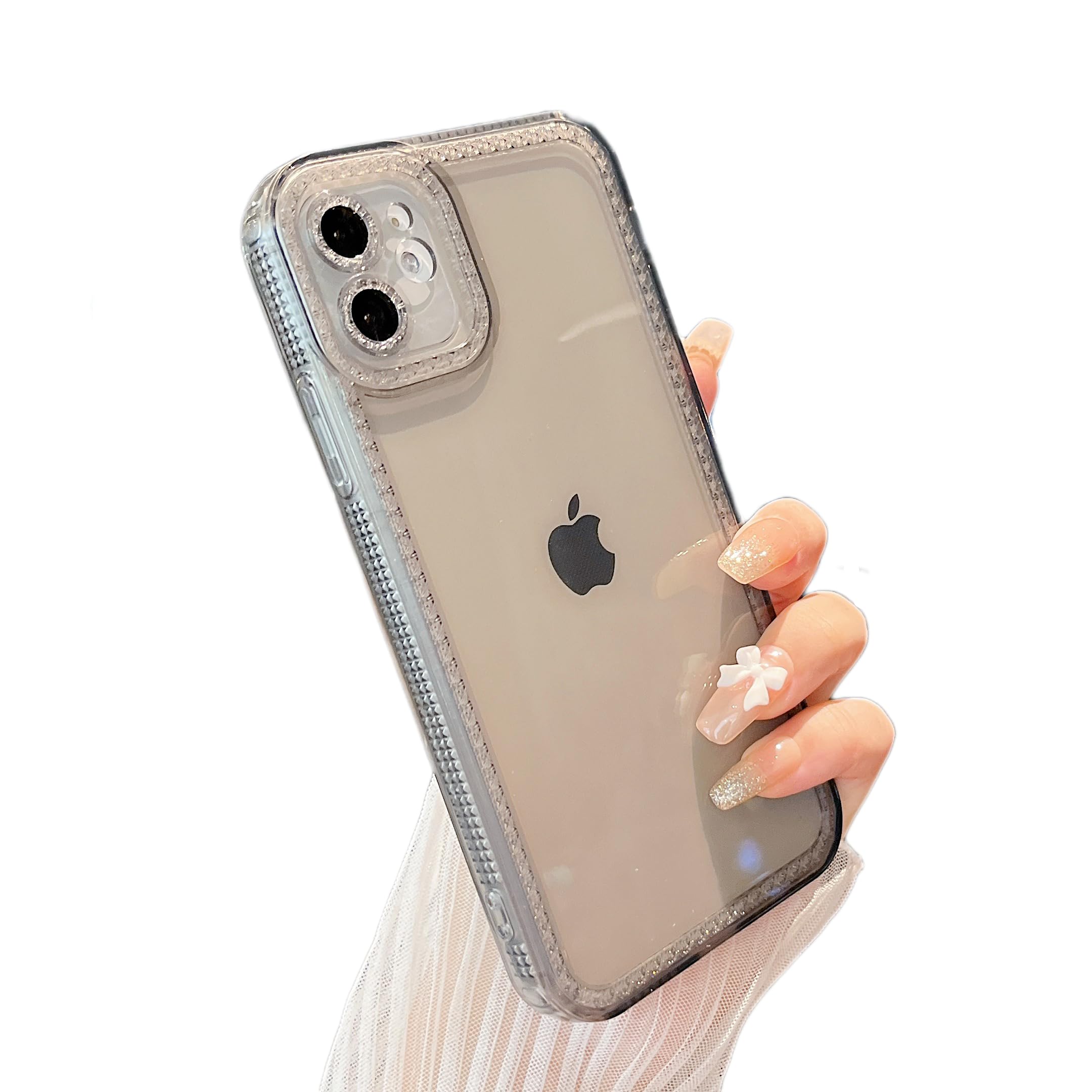Coque silicone paillettes iPhone 12 transparente grise protection TPU - 6