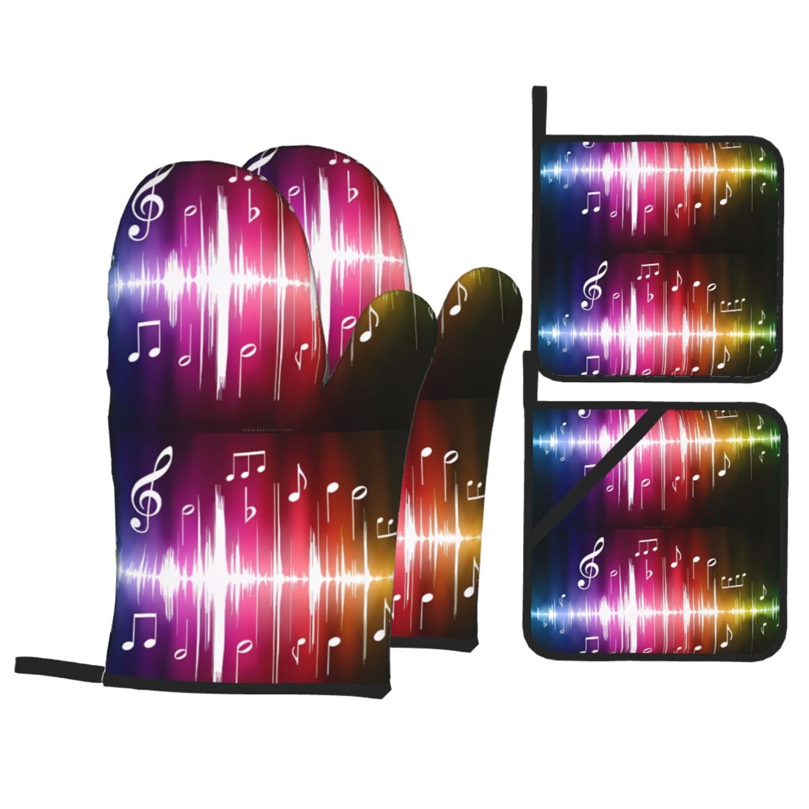 WHJSHOP Music Prints Kitchen Layers: Waterproof Oven Covers for Safe Handling & Easy Cleanup – 4 Piece Heat Protection Bundle