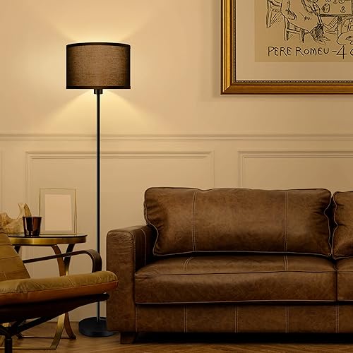 Miniatura 106 de Lámparas de pie doradas para sala de estar, lámpara de pie moderna, pantallas blancas, interruptor de pie, lámparas de poste simple lámpara alta