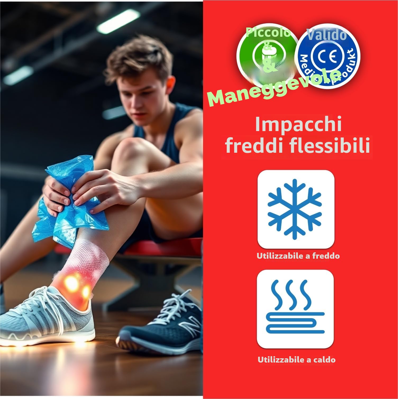 2x Impacchi Freddo Caldo 29x12cm – Set Made in Germany – Cuscinetti Gel Riutilizzabili per Terapia del Dolore, Lesioni, Gonfiori e Sollievo Muscolare