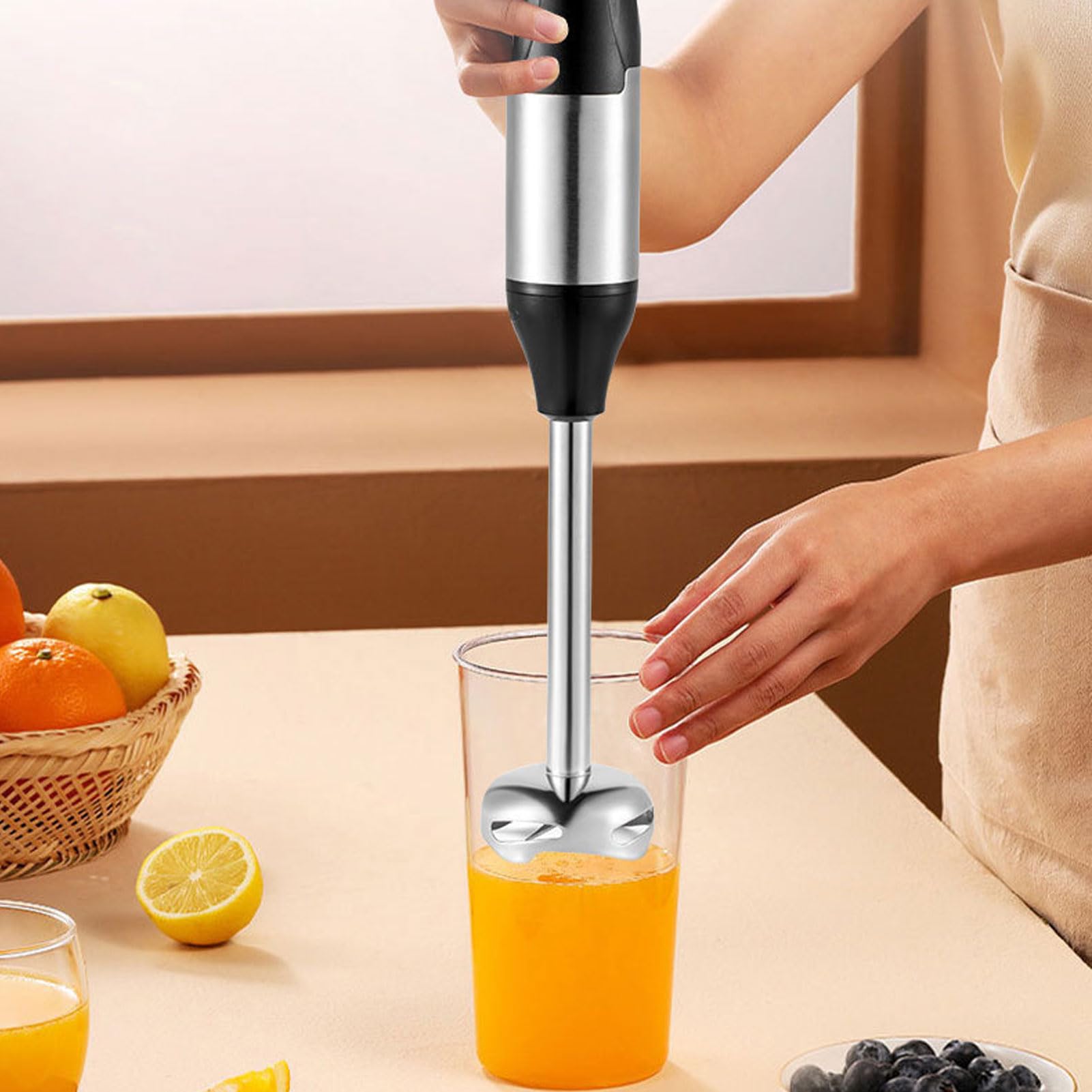 Yinhing Zanurzeniowy Blender Ręczny, Blender Ręczny 4 w 1 ze Stali Nierdzewnej z 20 Prędkościami i Przyciskiem Boost, do Koktajli, Zup, Sosów, żywności dla Dzieci (Wtyczka UE 220 V)