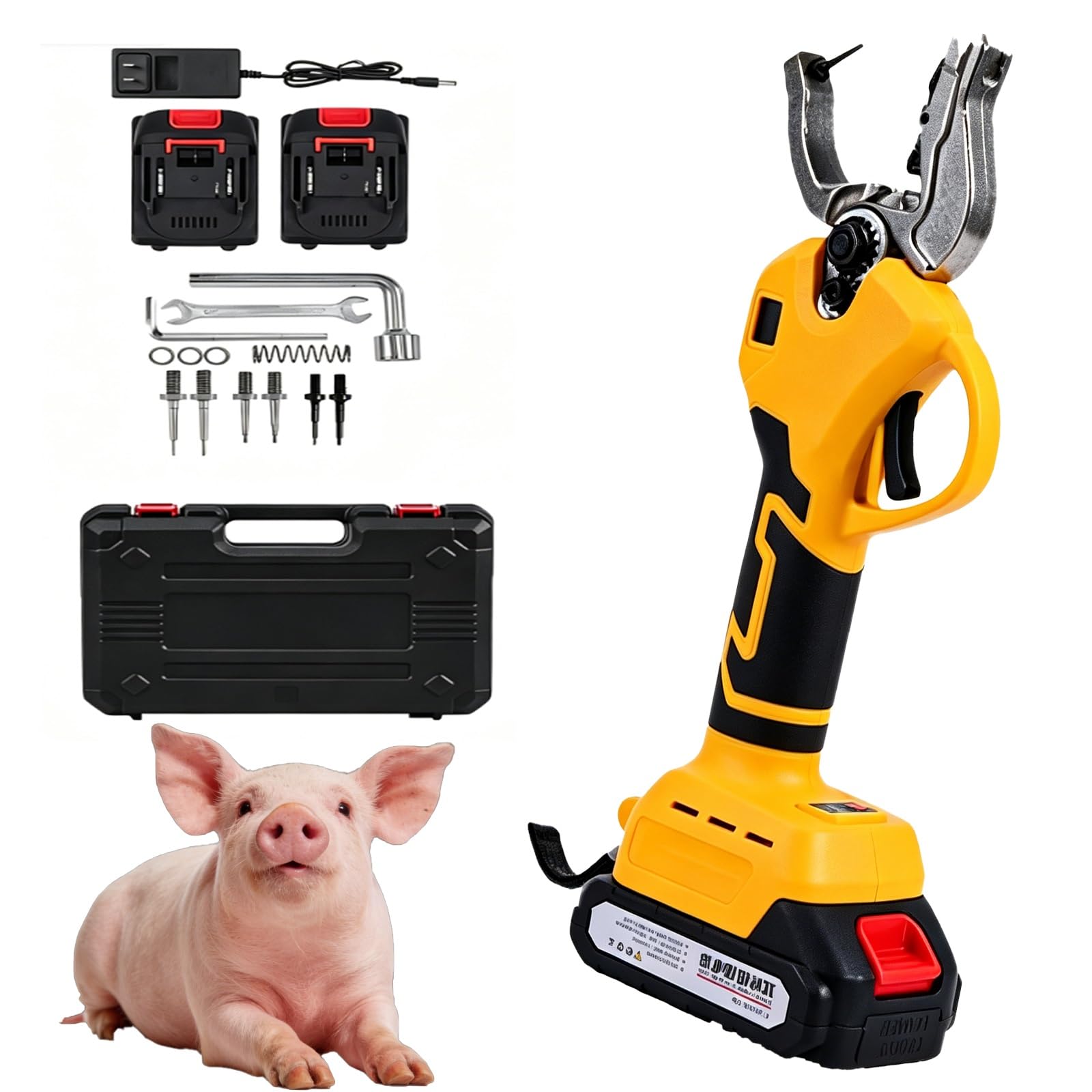 Herramienta Compacta Para Colocar Crotales, Aplicador Eléctrico Automático Para Ganado Con Dos Baterías Recargables De 1300 mAh, Fácil De Usar Para La Gestión Del Ganado(Yellow)