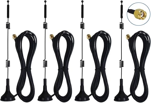 Antena WiFi de doble banda de largo alcance (4 unidades), Eifagur 9dbi 2.4GHZ 5.8GHZ Conector RP-SMA con base magnética para cámara IP, router WiFi,