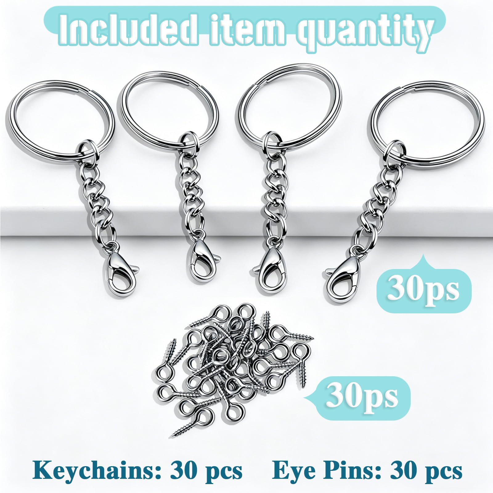 Set De 60 Piezas De Llaveros Hanyousheng, 30 Anillas Divididas De 25 Mm Y 30 Anillas De Salto De 8 Mm, Para DIY, Joyería Y Organización De Llaves