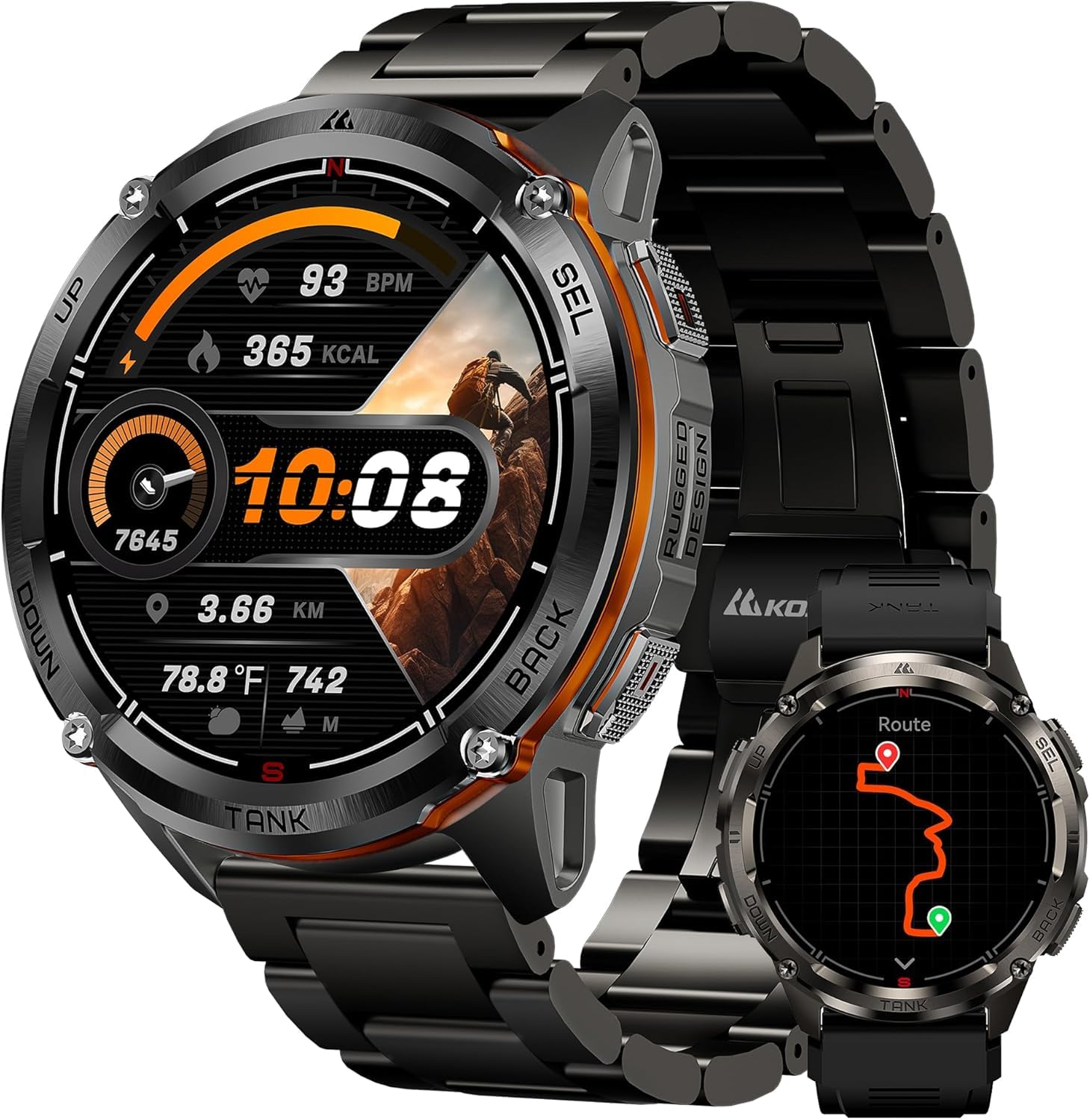 KOSPET Tank T3 Ultra 2 Montre Connectée avec Bracelet en Acier Inoxydable et Bracelet en Silicone