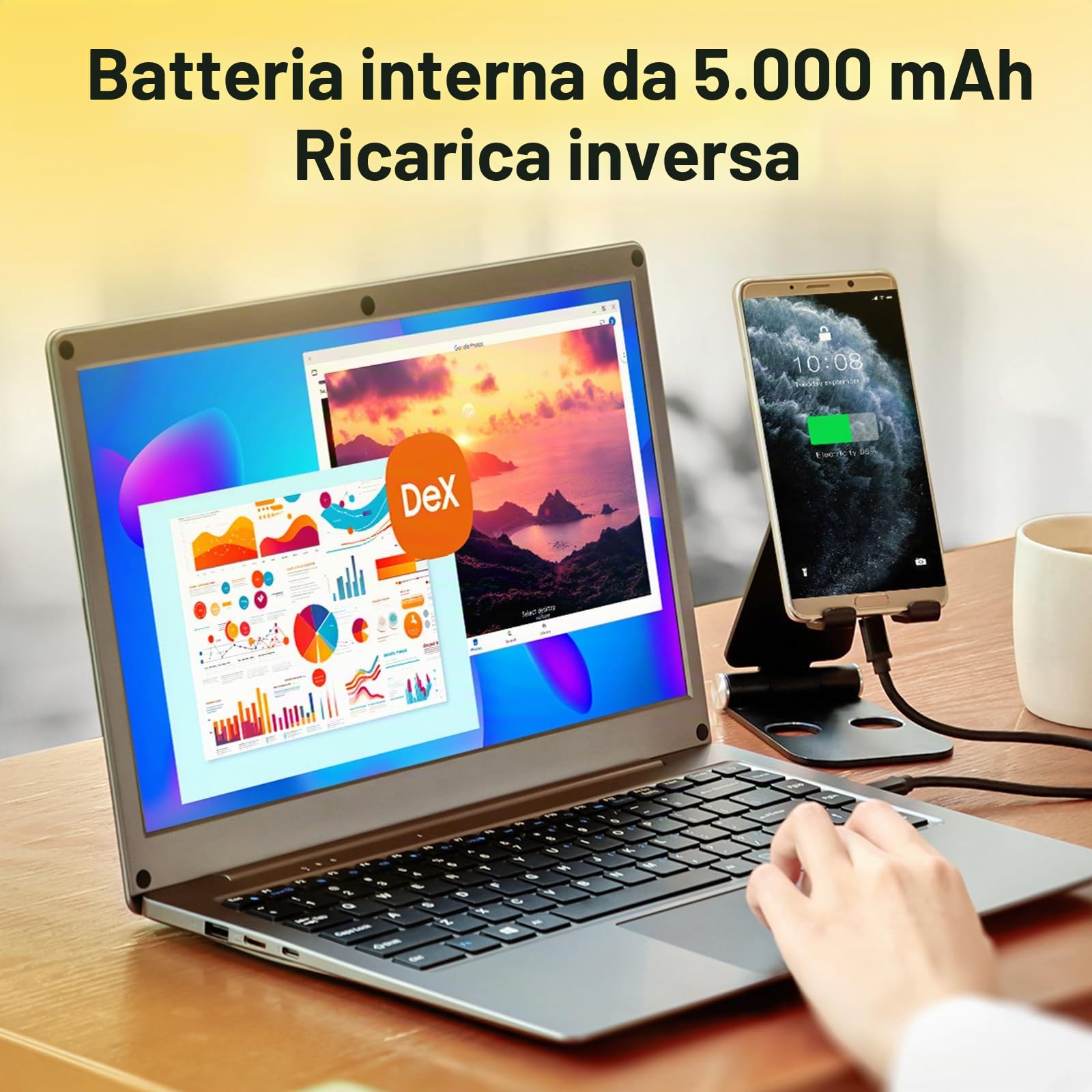 ELECROW Monitor Portatile 14 Pollici con Tastiera, Lapdock con Batteria Integrata, Display 1080P FHD IPS USB-C per Raspberry Pi, PC, Mac, Phone, Console
