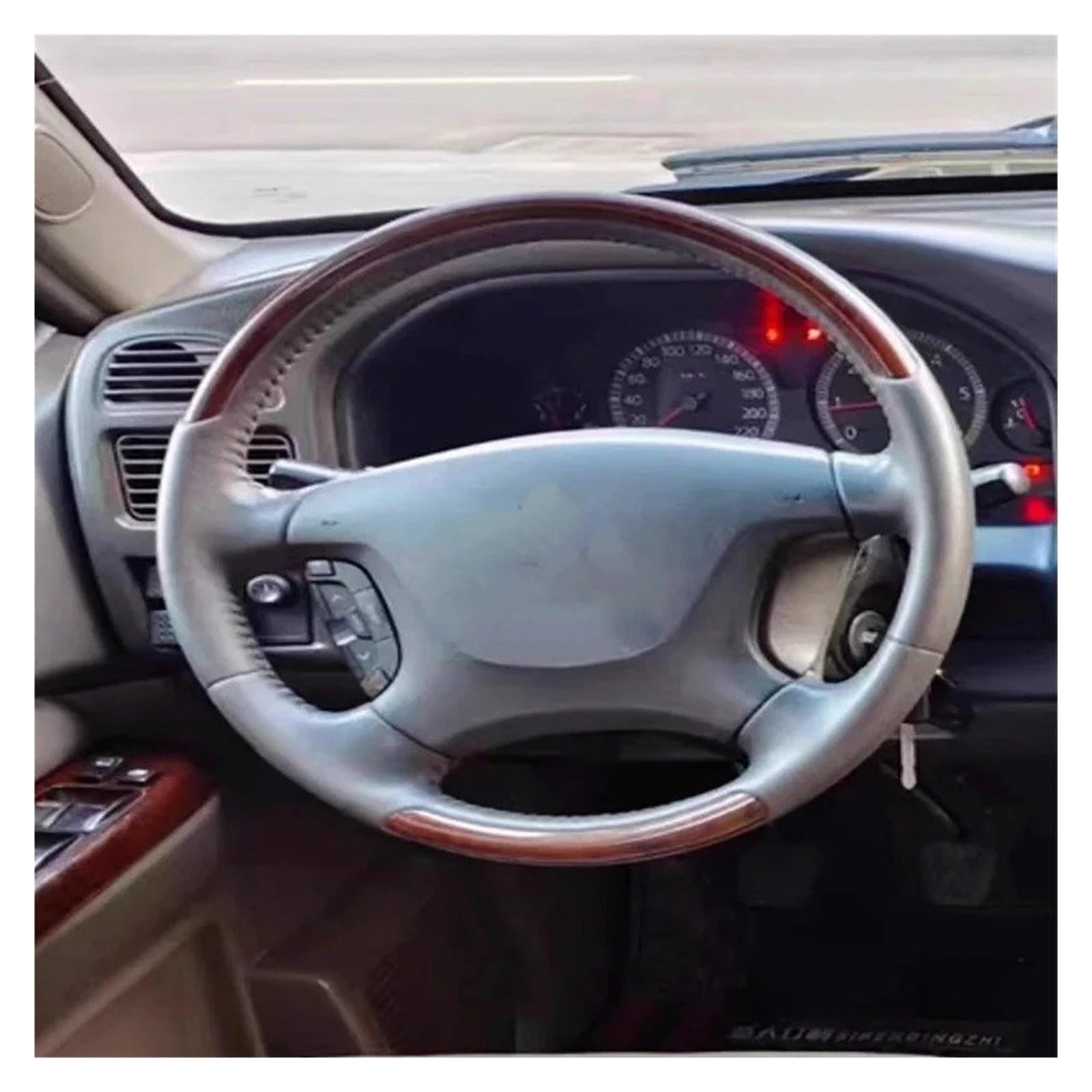 Cubierta Volante Coche Protector para Volante De Coche para Nissan para Patrol para Y61 Cuero Negro Coche Protege Los Accesorios del Volante Funda Volante Coche(Brown Black)