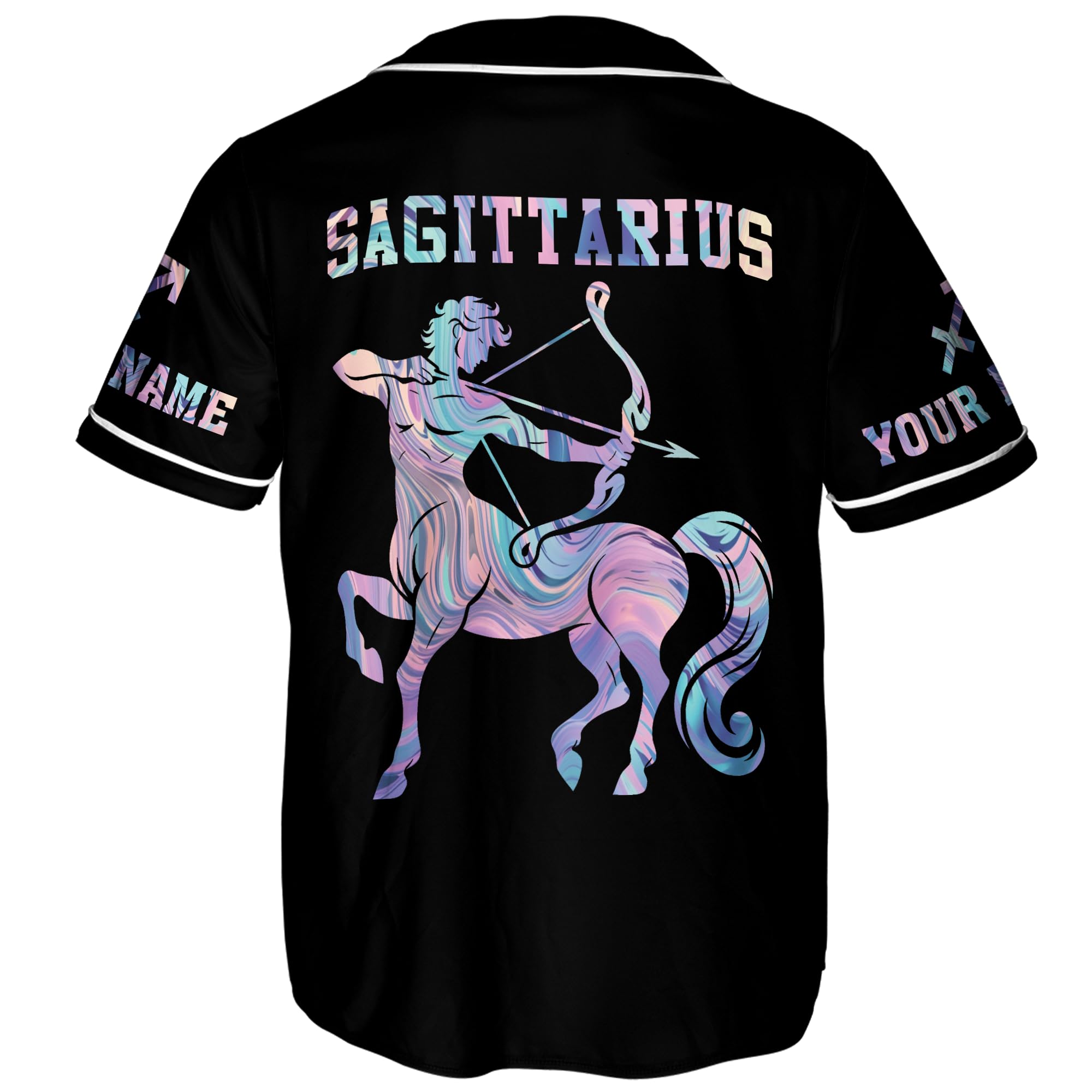 Generic Camelliaa Shop Personalized Name Sagittarius Zodiac Sign Baseball Jersey XS-5XL, Sagittarius Zodiac Shirt, Horoscope Sign Jersey for Women Multicolor, Small