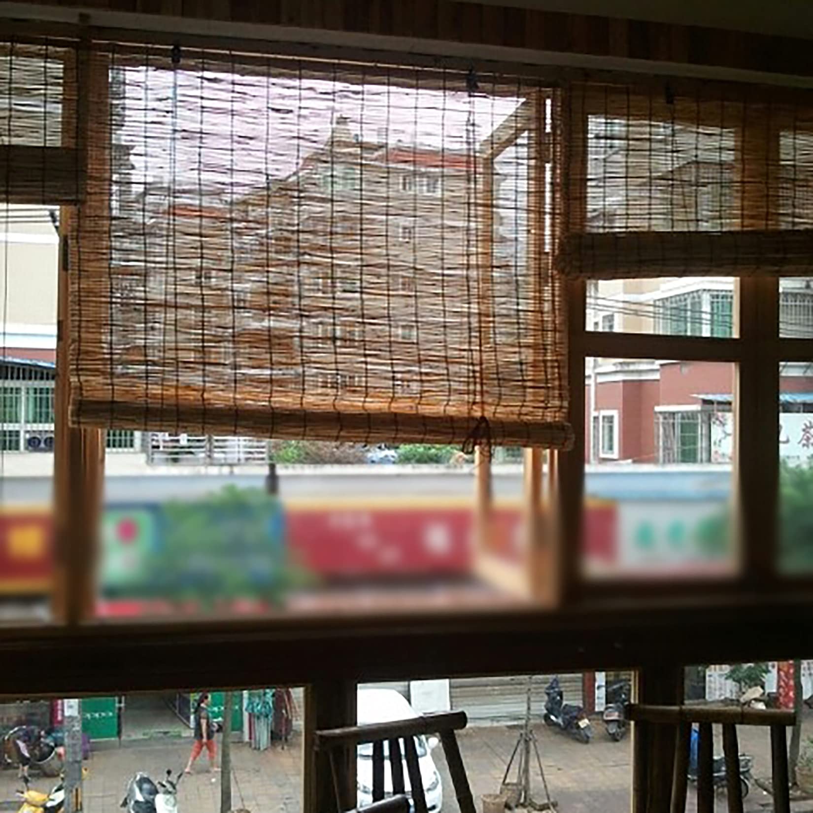 Naturalna zasłona trzcinowa, żaluzje zaciemniające, dekoracyjna zasłona retro, ręcznie tkana, oddychająca i anty-UV, łatwa instalacja, do ogrodu, na balkon, pawilon, możliwość personalizacji, 120 x 230 cm