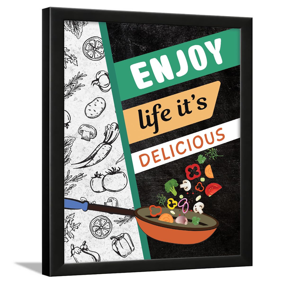Kitchen Quotes Wall Frame - 'First We Eat' Turquoise -16