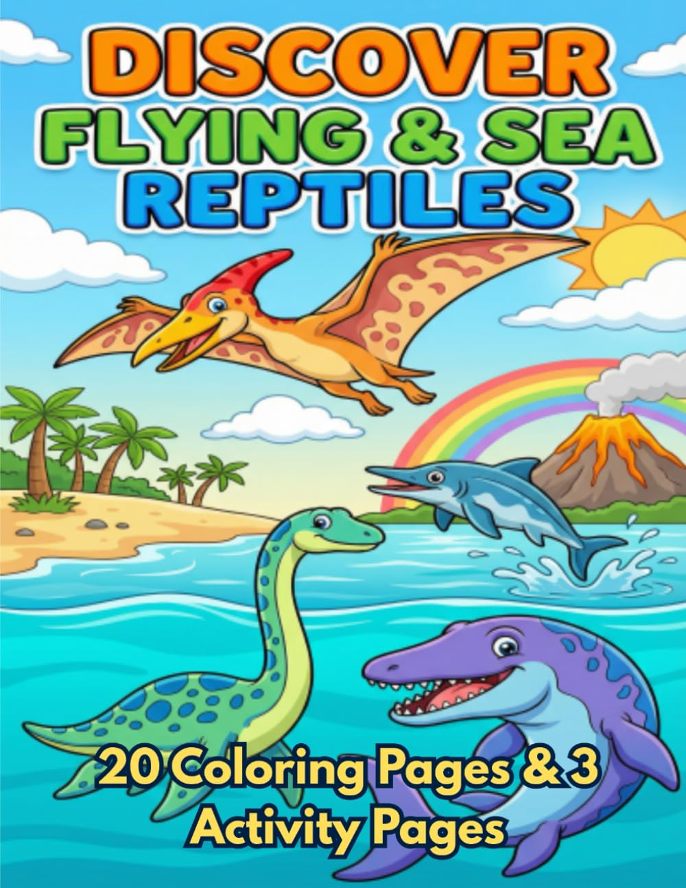 Discover Flying & Sea Reptiles: 20 Coloring Pages & 3 Activity Pages