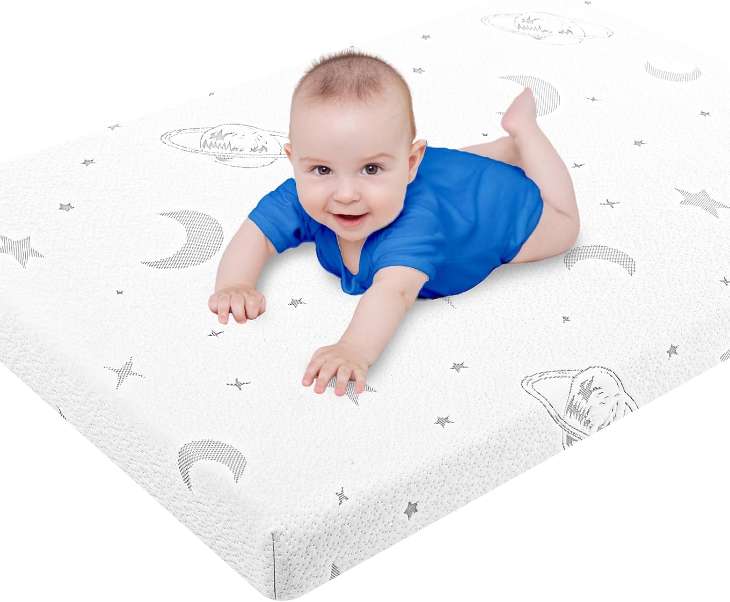 Pack and Play Mattress, 38x26 Pack N Play Mattresses Pad with Removable Jacquard Cover, Portable Dual Sided Memory Foam Pack N Play Mattress for Baby Toddler, Travel Mattress...