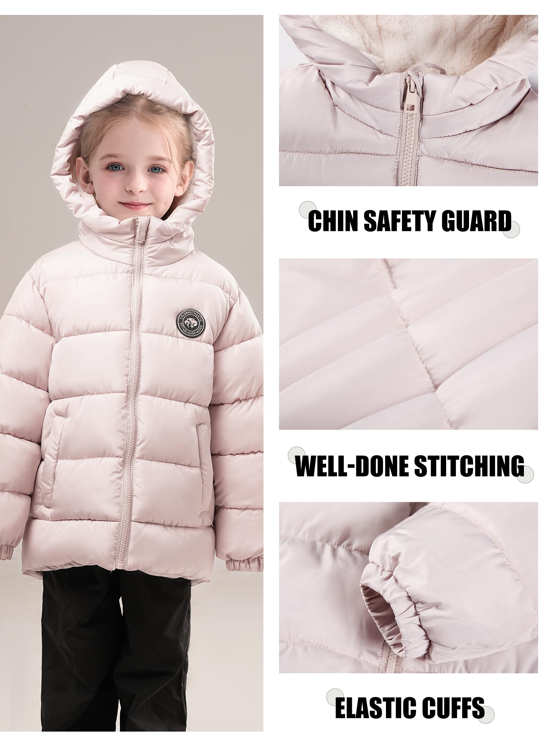 maoo garden Doudoune Hiver Fille 100-128cm - Manteau léger imperméable à doublure polaire