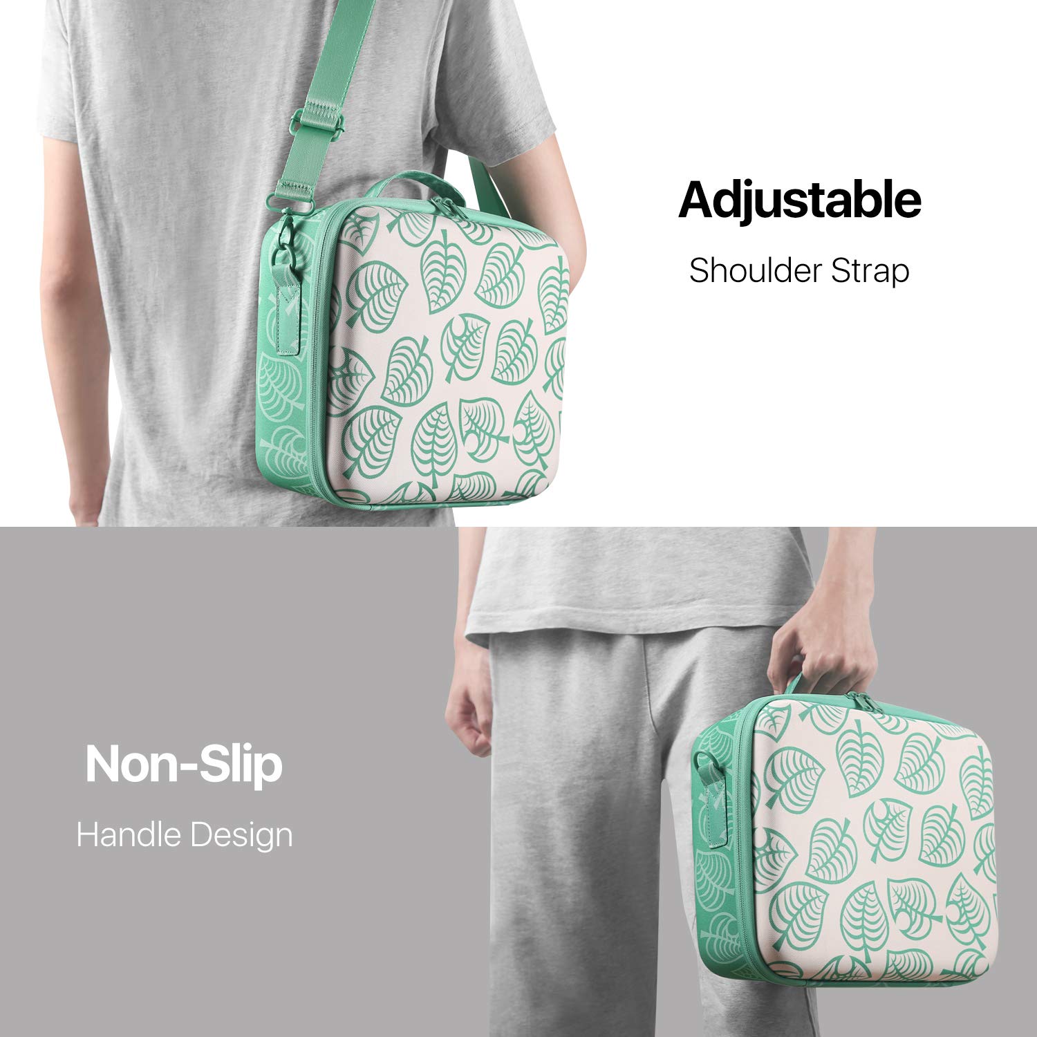 TNP Mallette Sac de Transport pour Nintendo Switch en EVA New Horizon Animal Leaf Crossing-Switch Lite,Joy-Cons,Adaptateur Secteur,Cordon HDMI,Cartouches de Jeu