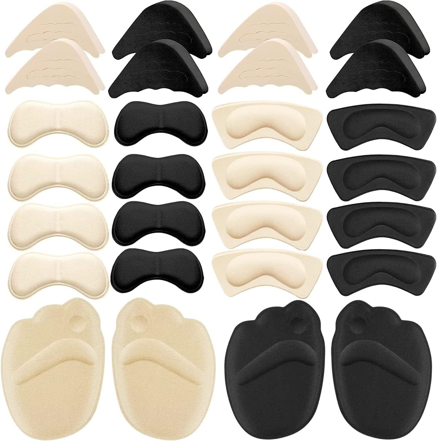 MINGSHIJX 16 Pairs Shoe Filler Heel Inserts for Women, Shoes Too Big Inserts Heel Pads, Shoe Inserts for Women Includes Heel Cushions for Back of Heel Adjustable Toe Filler Inserts Heel Grips