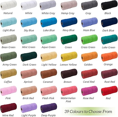 Miniatura 7 de JeogYong Cuerda de macramé de una sola hebra de 0.197 in x 109 yardas (328 pies), cuerda de algodón suave para macramé, cuerda de macramé de 0.197