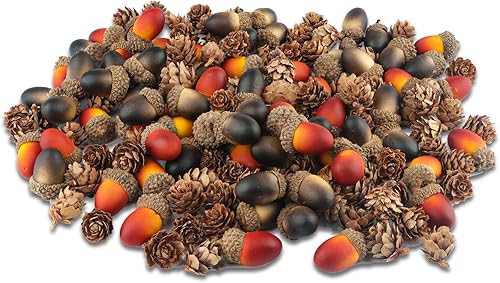 240 piezas de conos de pino decoración de bellotas artificiales de Acción de Gracias, Navidad, mini conos de pino naturales, adornos de bellotas