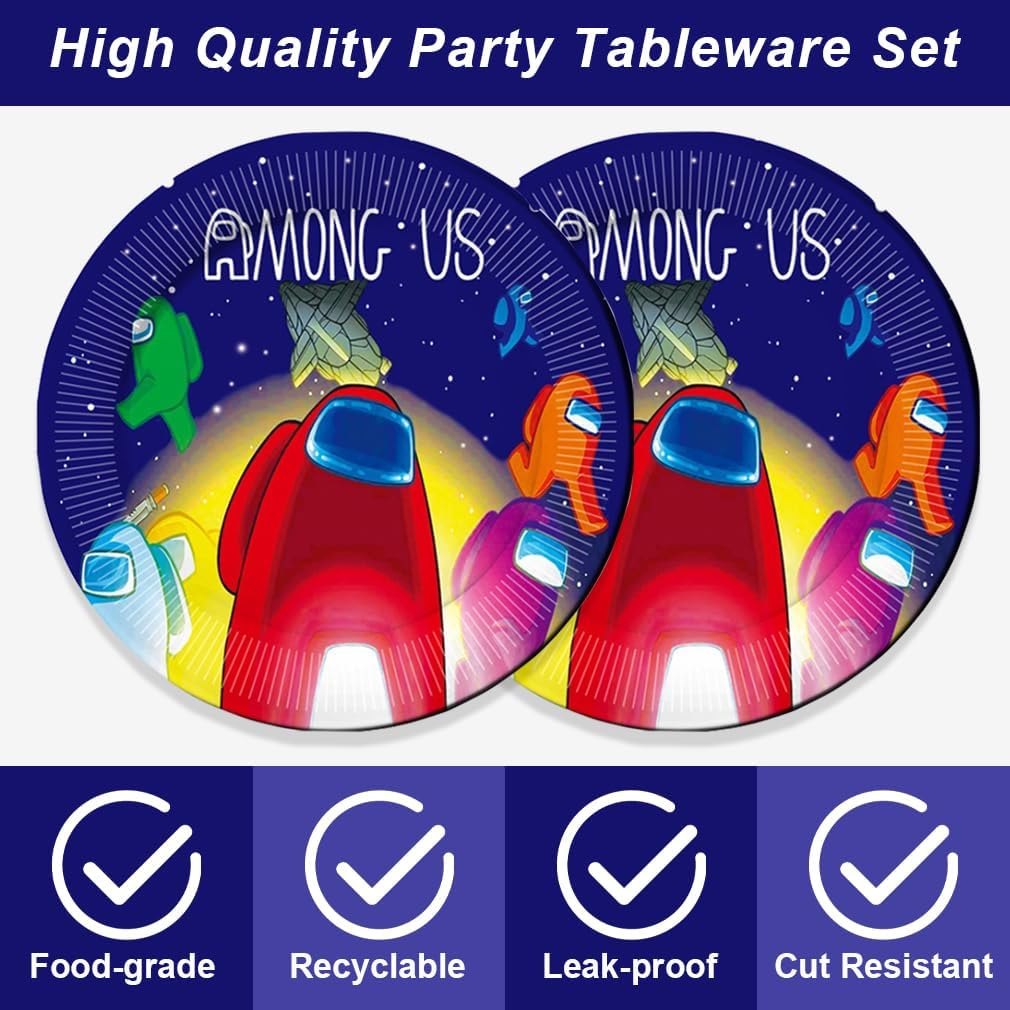 40Pack Among Party Supplies include 20 plates, 20 napkins for the Among birthday party decoration