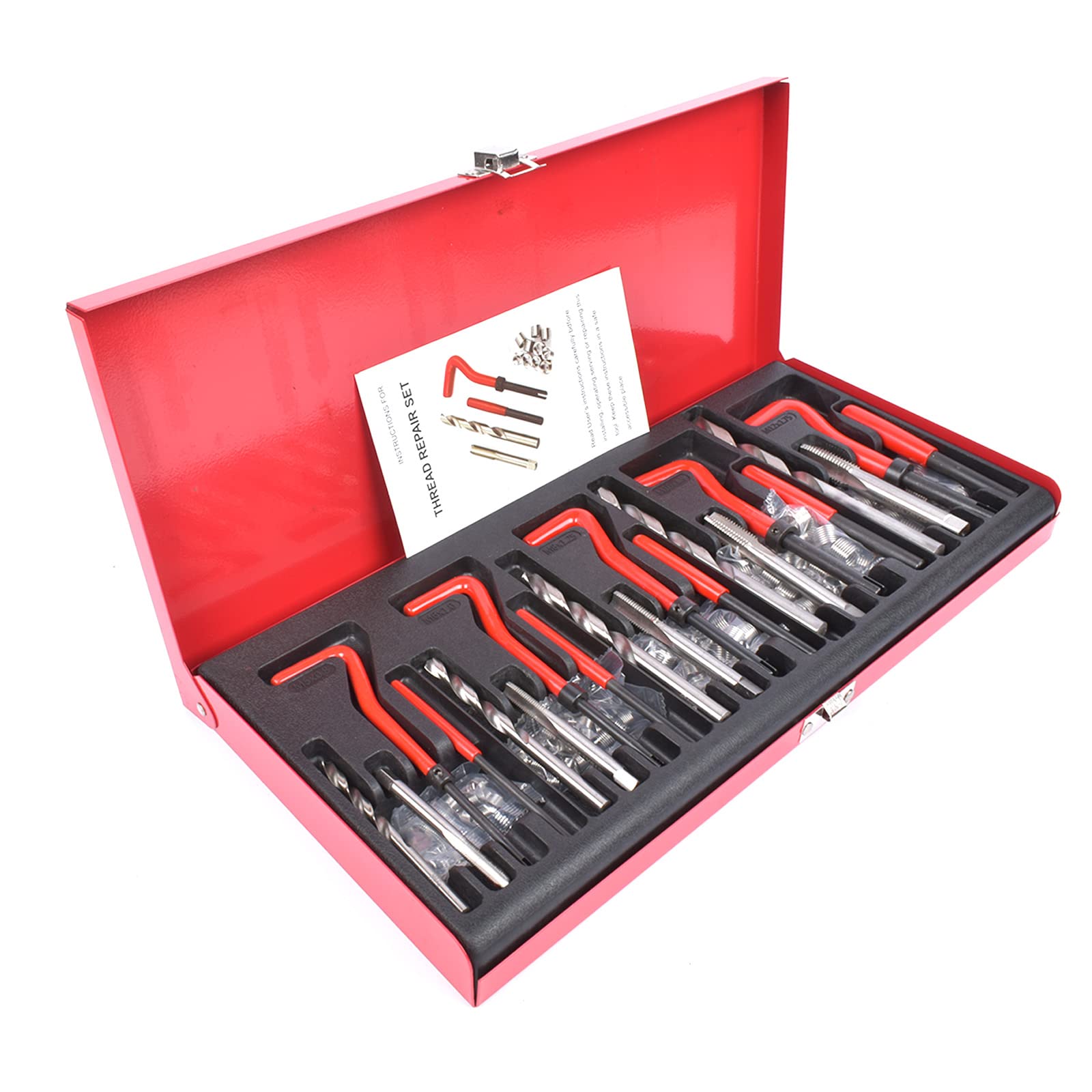 131 Juego de reparación de roscas para Rosca dañada M5 M6 M8 M10 M12 Llave Hexagonal roja Herramientas de instalación, Herramientas de Palanca Brocas en Espiral