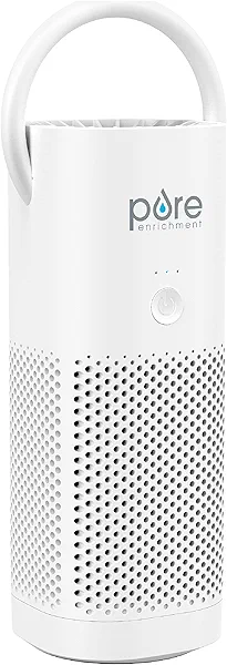 Pure Enrichment PureZone Mini Portable Air Purifier - Cordless True HEPA Filter Cleans Air & Eliminates 99.97% of Dust, Odors, & Allergens Close to You - Cars, School, & Office (White)