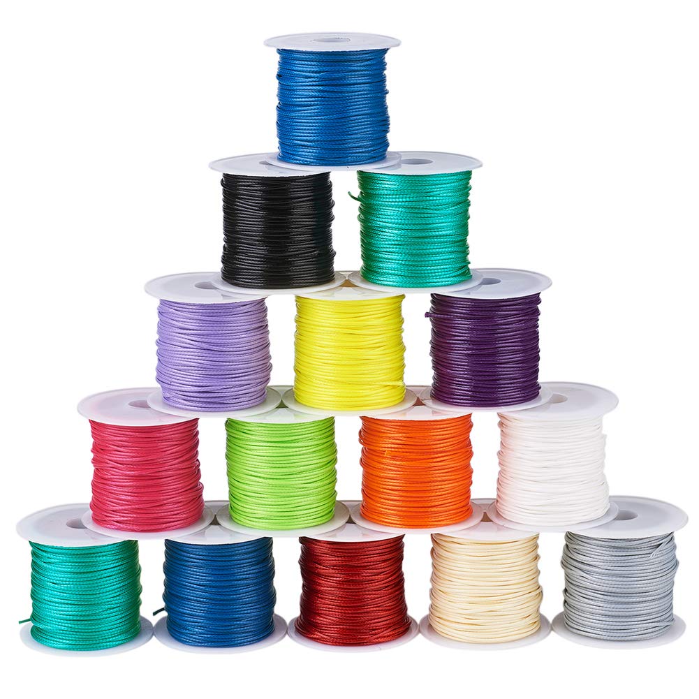 Cordón de poliéster encerado de 1 mm para macramé, pulseras e hilo de joyería en 25 colores