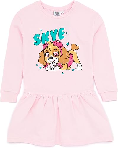 Miniatura 4 de Paw Patrol Conjunto de vestido y leggings para niñas pequeñas Skye Rescue Pup Pink Sweat Jumper Pantalones crema