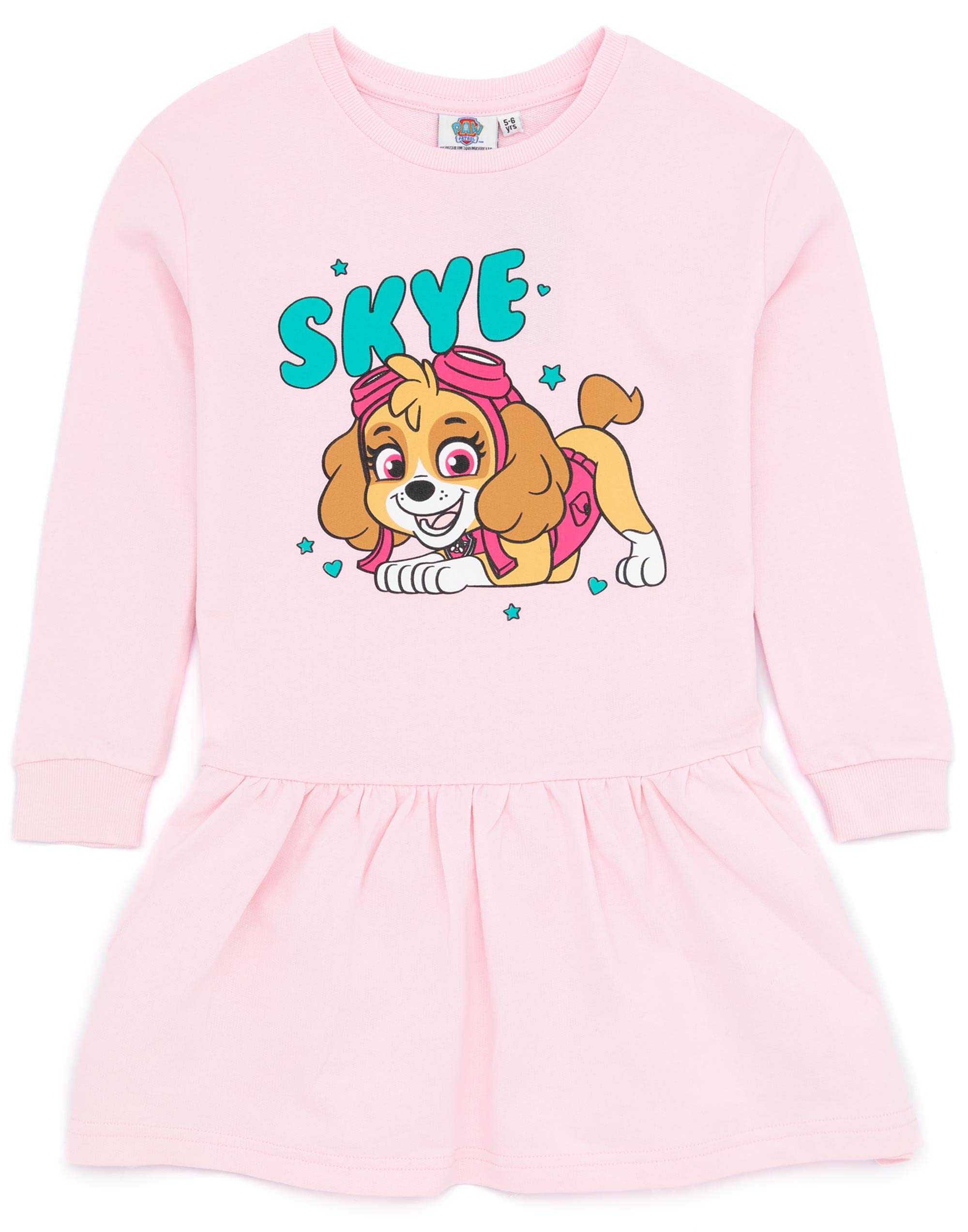 Paw Patrol Dziewczęcy sweter sukienka i legginsy zestaw | Dziecięca bluza Skye różowa bluza sweter i kremowe spodnie kompletny strój