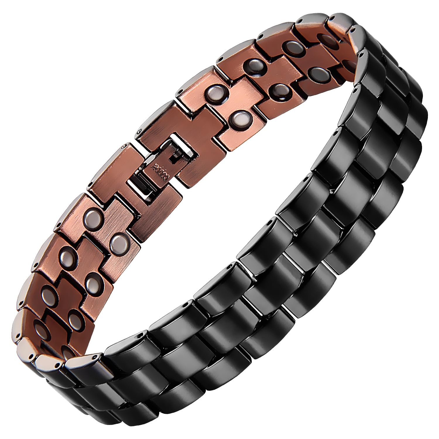 MagEnergy Mens Copper Magnetic Bracelets, Pure Copper Bracelet with  Double-Row Strength Magnets, Adjustable Jewelry with Sizing Tool