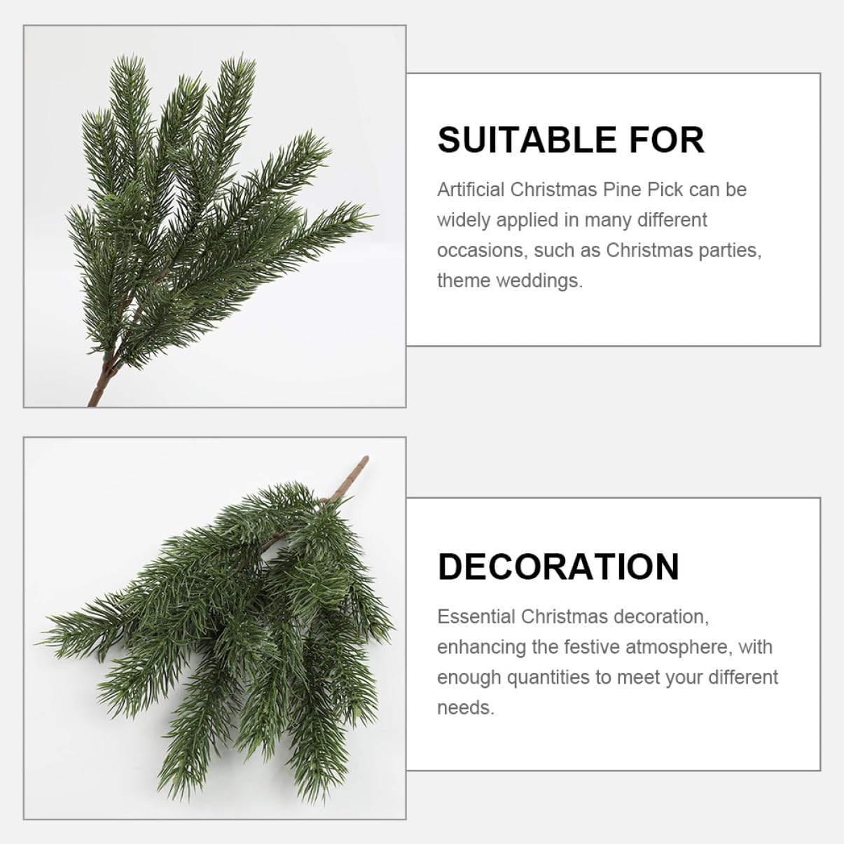 PRETYZOOM 2 Sätze Künstliche Tannennadeln Grün Künstliche Hängepflanzen Weihnachtstannenzweige Weihnachtsbaum Girlande Kiefernblätter Verzierung Künstliche Tannenzweige Pu Green 3 Stück * 2