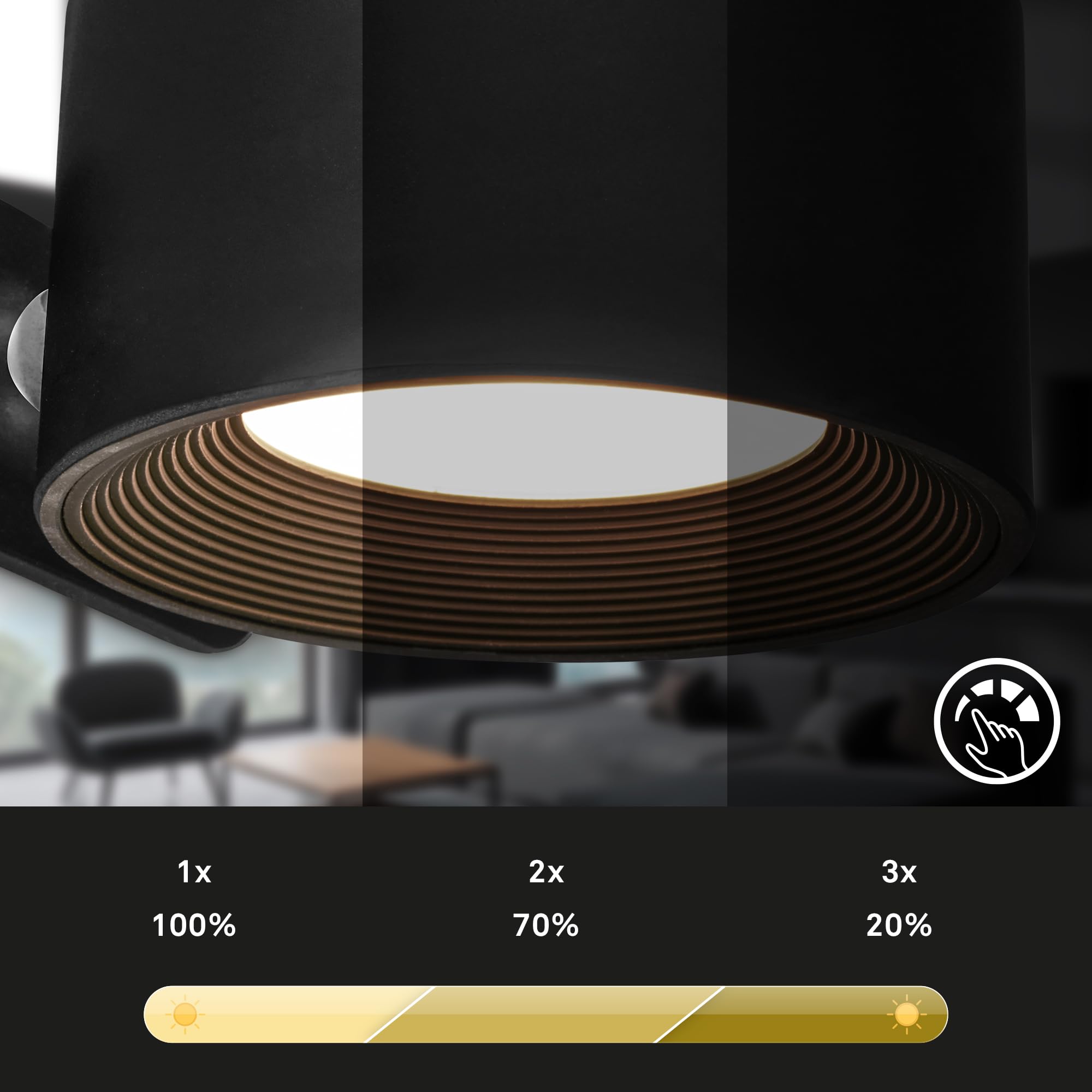 BRILONER - Lampa ścienna bez przyłącza prądu z akumulatorem, magnetycznie zdejmowana, obracana o 360 stopni, możliwość ściemniania, CCT, kinkiet wewnętrzny, lampa ścienna, lampa do łóżka, lampka do