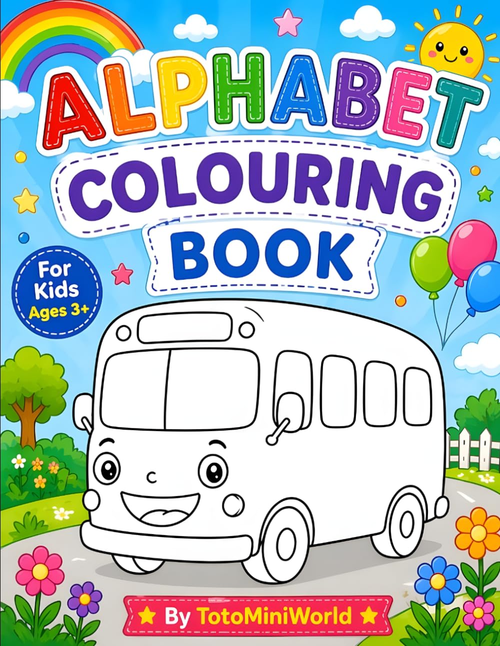 Alphabet Coloring Book for Kids Ages 3–6: Fun ABC Coloring with Cute Animals | Easy Preschool Learning Activity Book for Toddlers & Kindergarten Kids