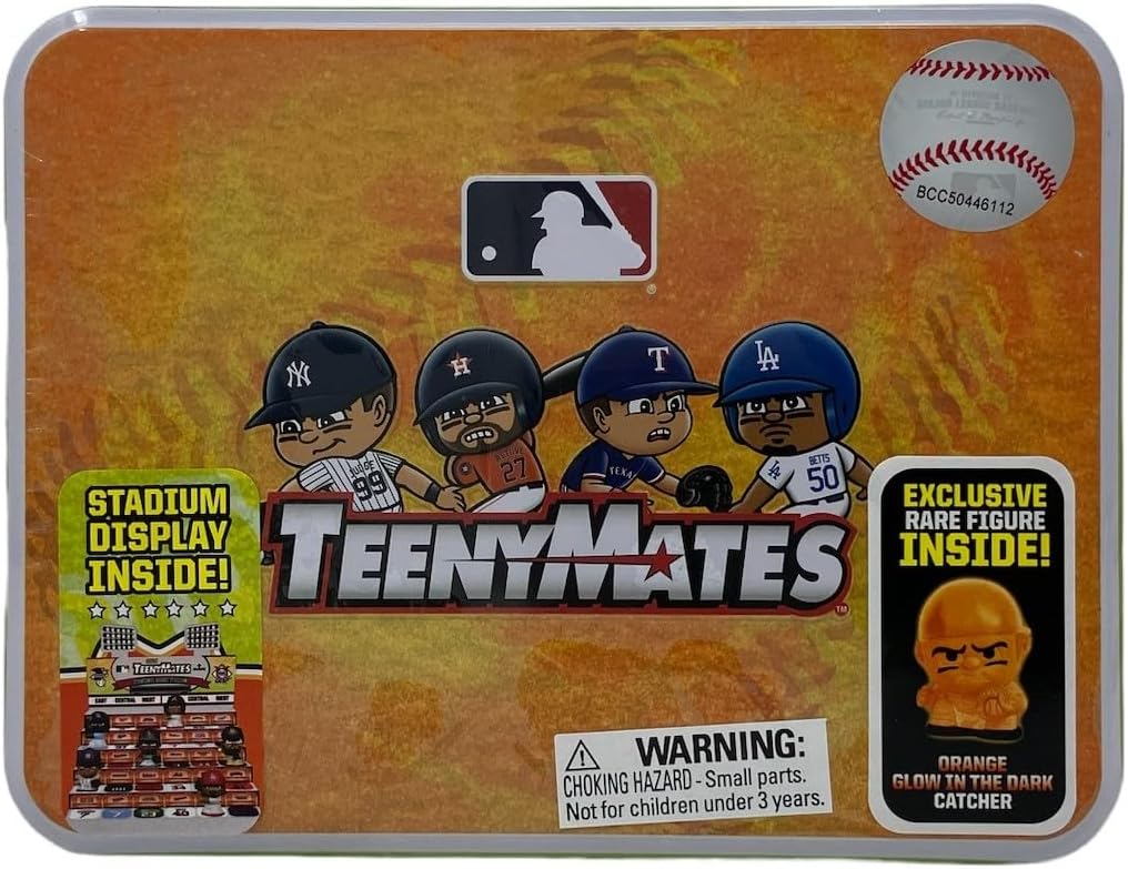 TeenymatesParty Animal MLB Series 11, 2024 Collector Tin, 7 Figures, 1 Inch Tall, Team Colors, Small