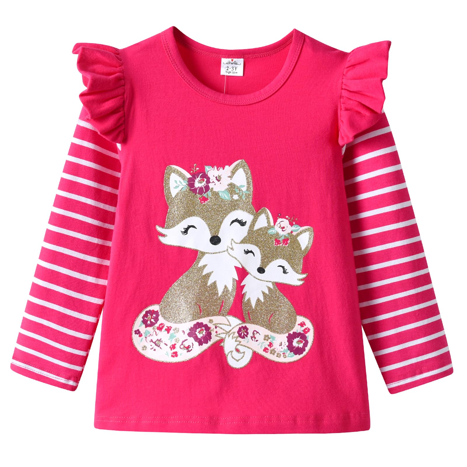 VIKITA Camiseta para Niña Bonita Camiseta Floral de T-Shirt Animales Lentejuelas para Niños 2-10 años